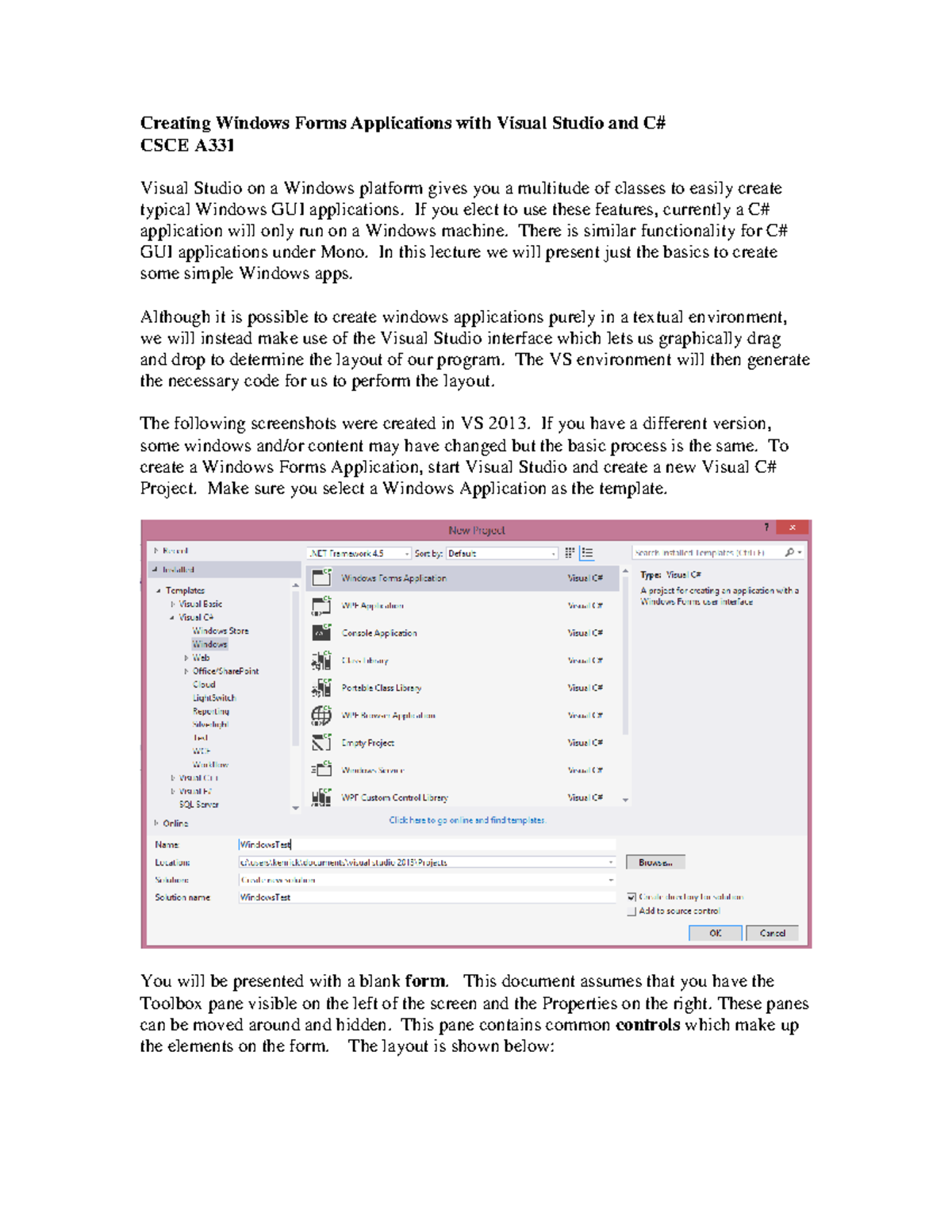 Vscsharp - lecture - Creating Windows Forms Applications with Visual ...