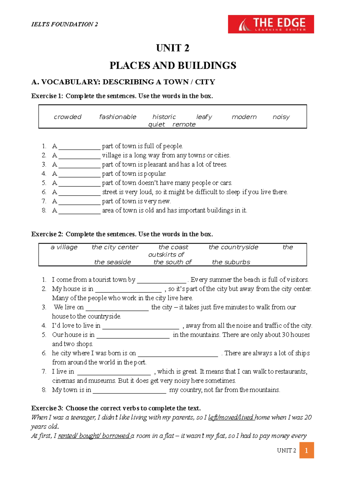 Unit 2 English Skills Practice: Vocabulary & Grammar Exercises - Studocu