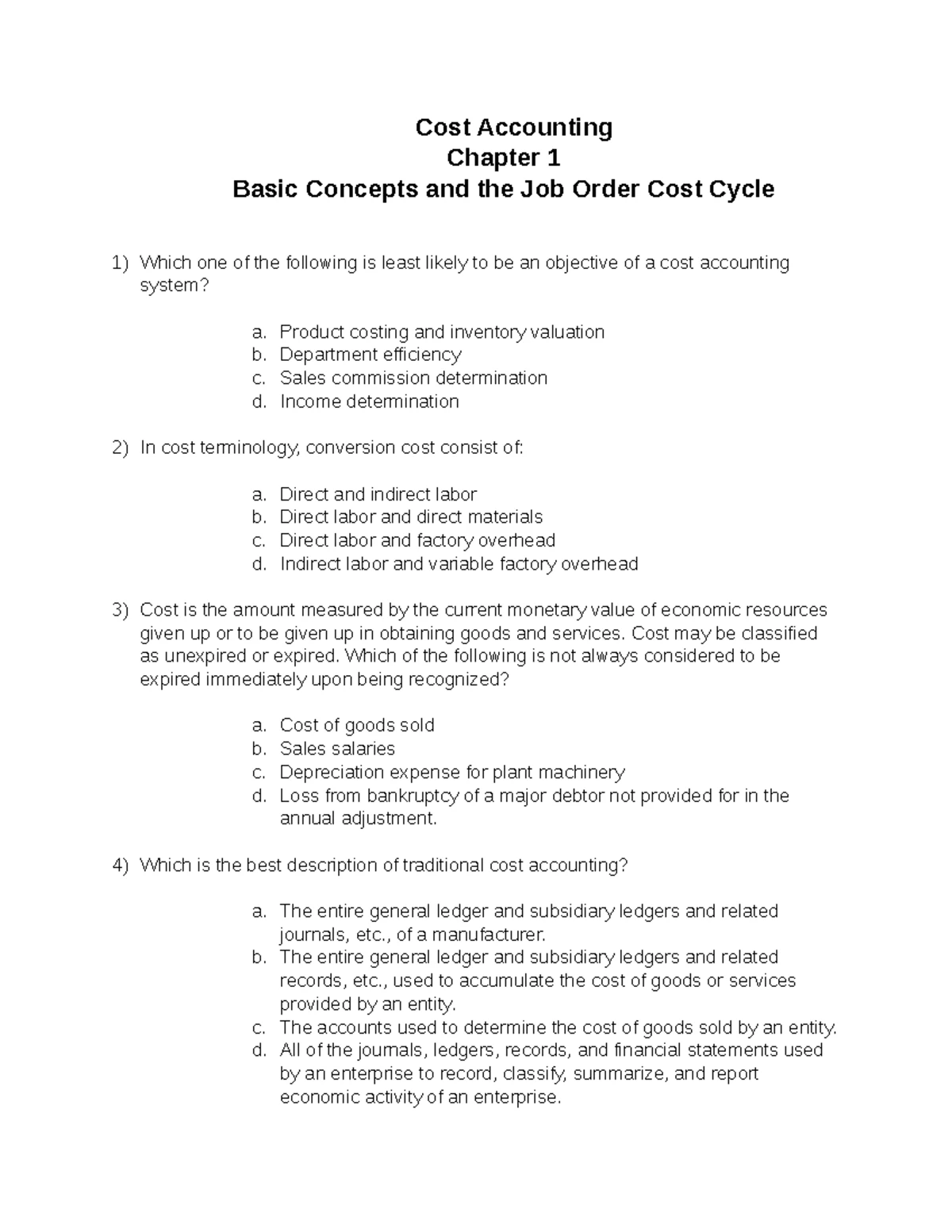 COST Accounting 2015 - Cost Accounting Chapter 1 Basic Concepts and the ...