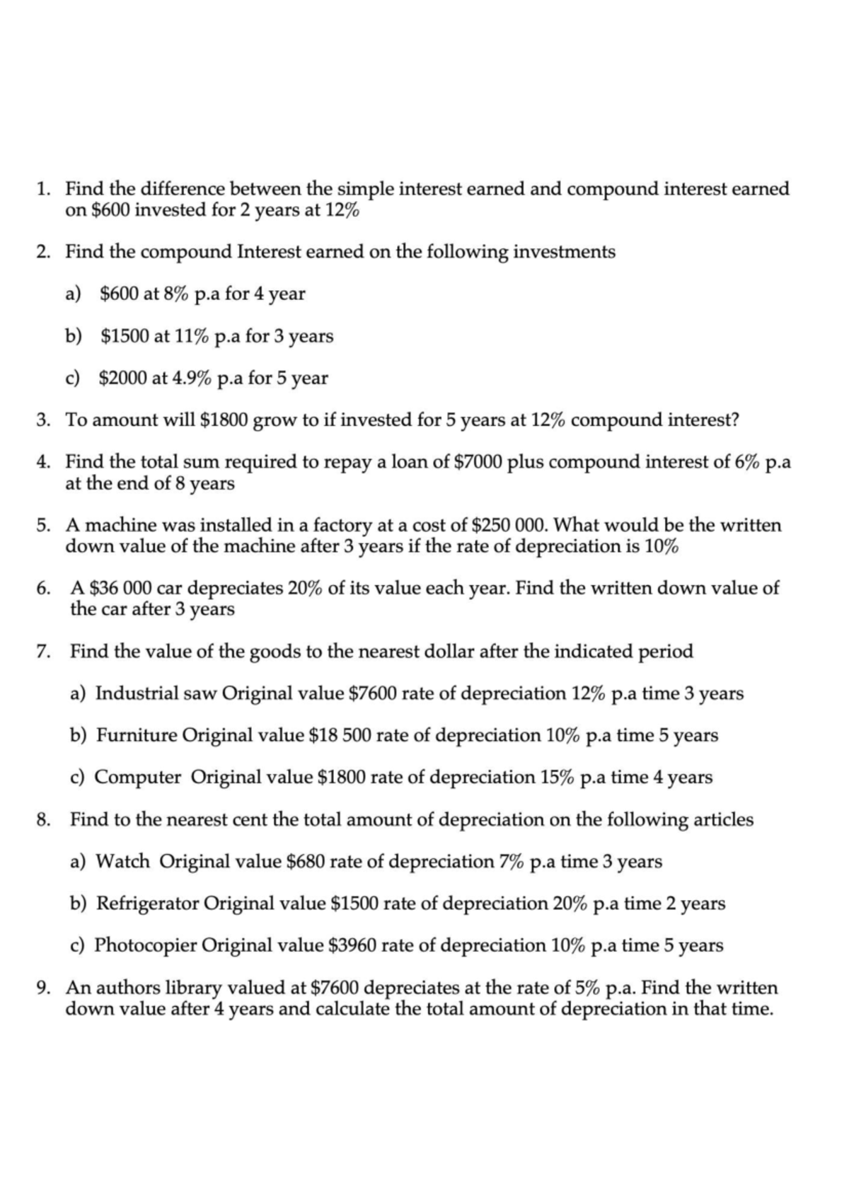 4-Financial Work: Simple & Compound Interest Calculations - Studocu