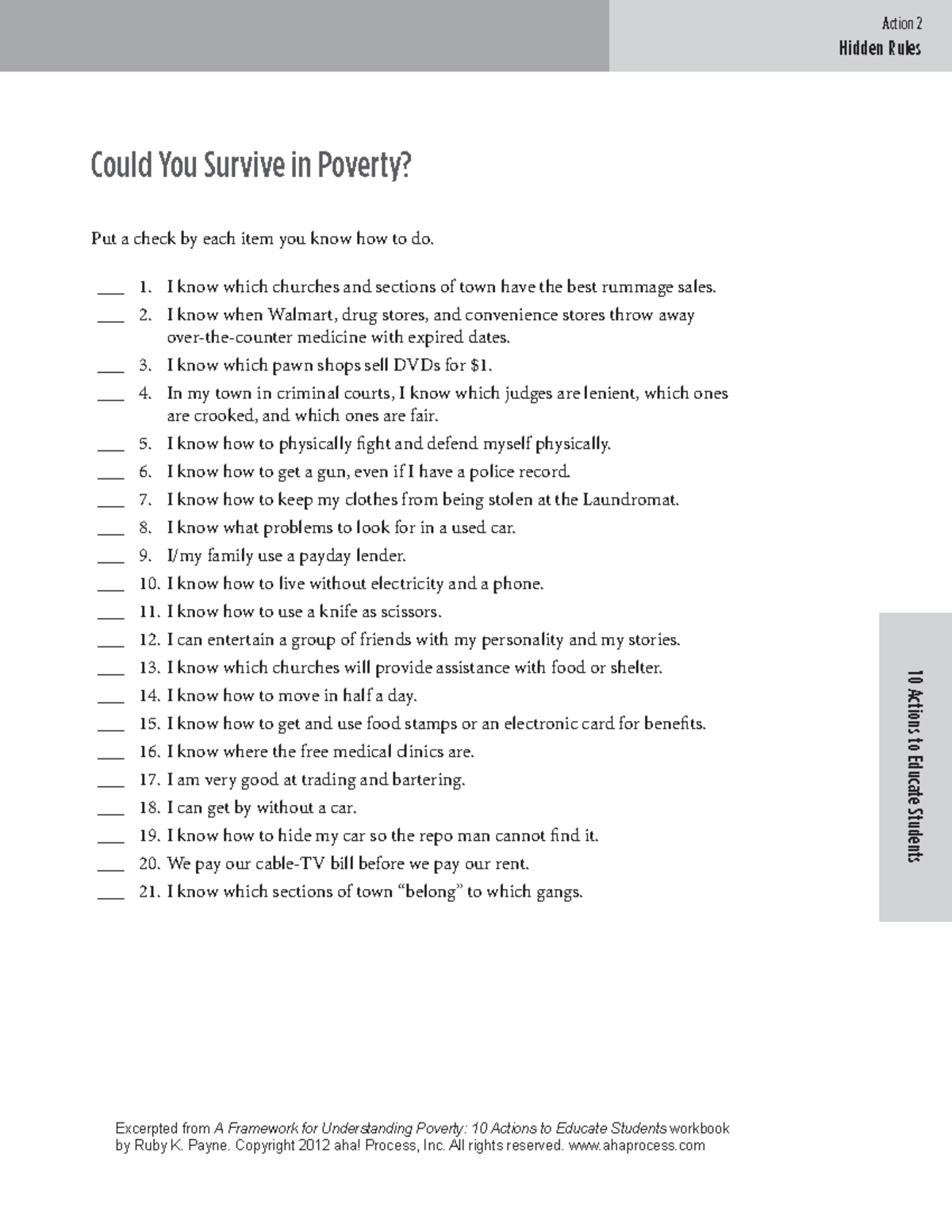 Poverty Quiz: Understanding Hidden Rules and Survival Skills - Studocu