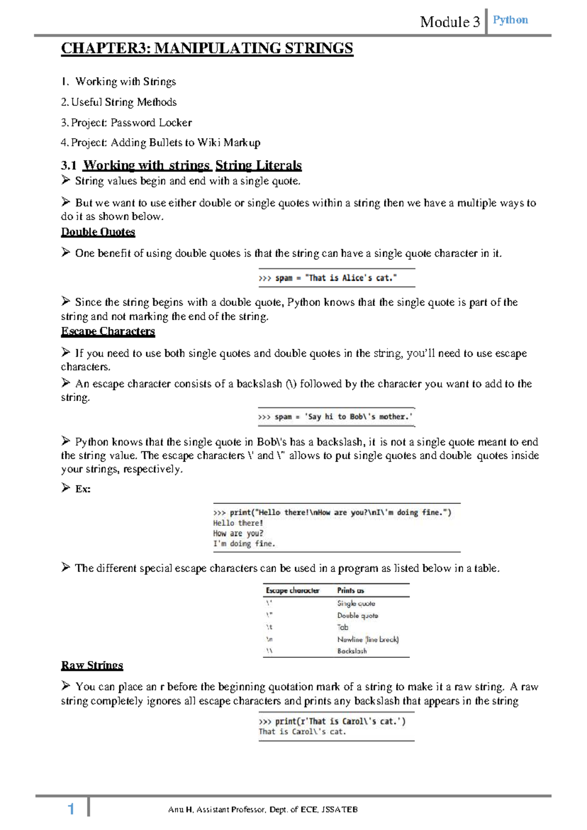 Module 3 Python: Chapter 3 - String Manipulation Techniques and ...