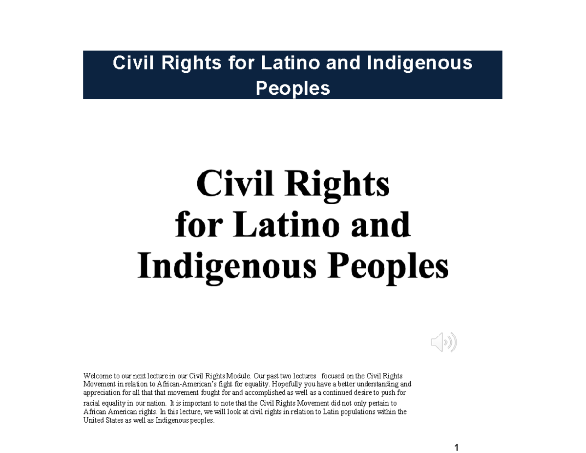 Civil Rights for Latino and Indigenous Peoples - XYZ123 Lecture Notes ...