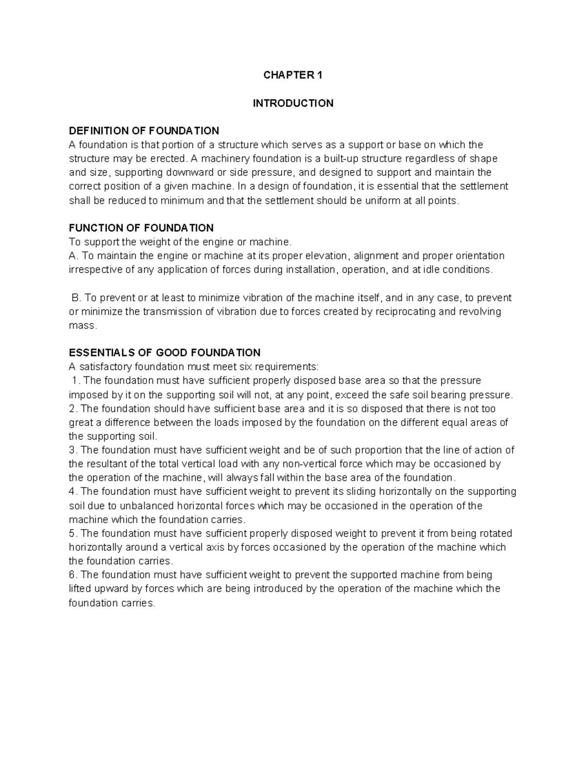 VIBRATION ENGINEERING (ENG 302): Chapter 1 - Foundation Design Concepts ...