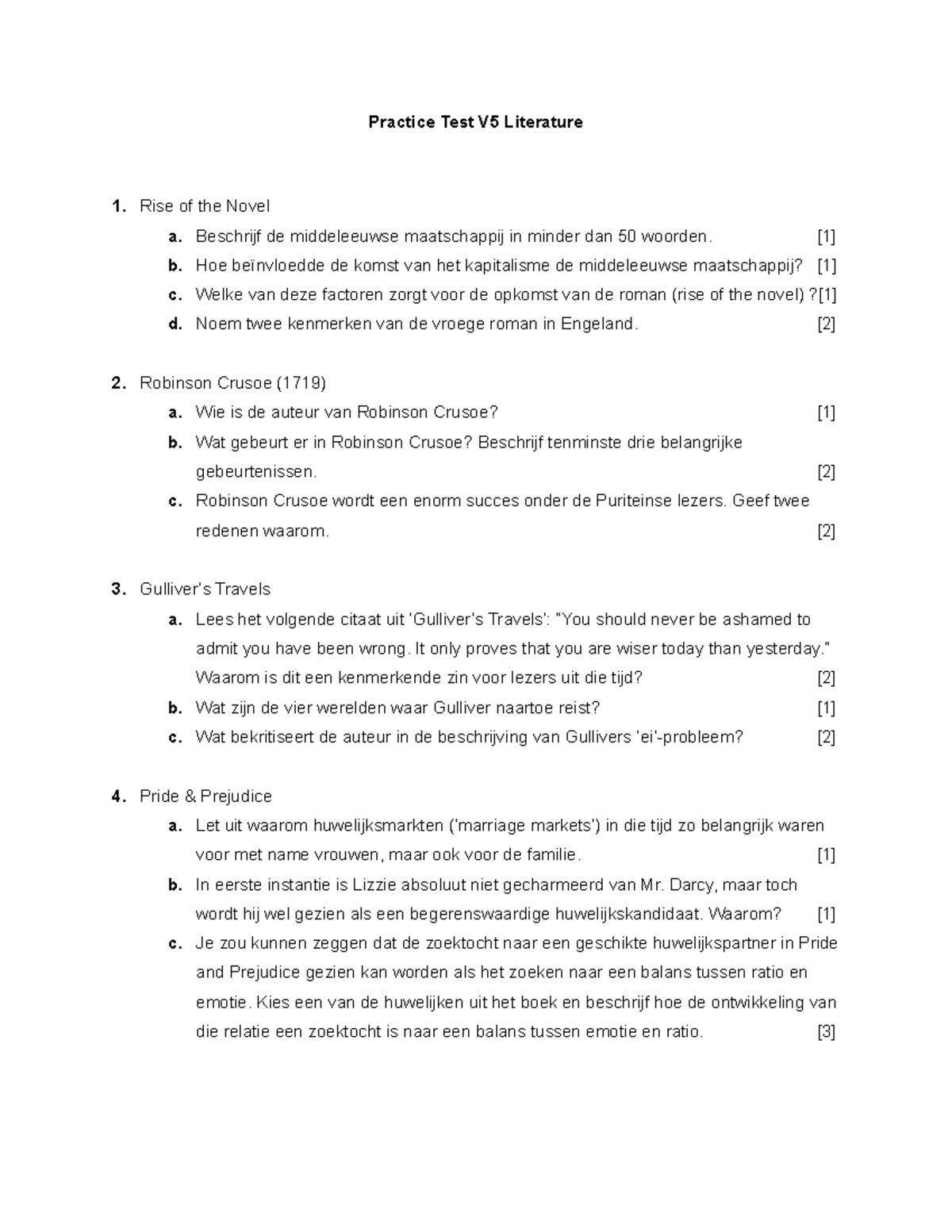 Practice Test V5 Literature Analysis & Answers for Exam Prep - Studeersnel