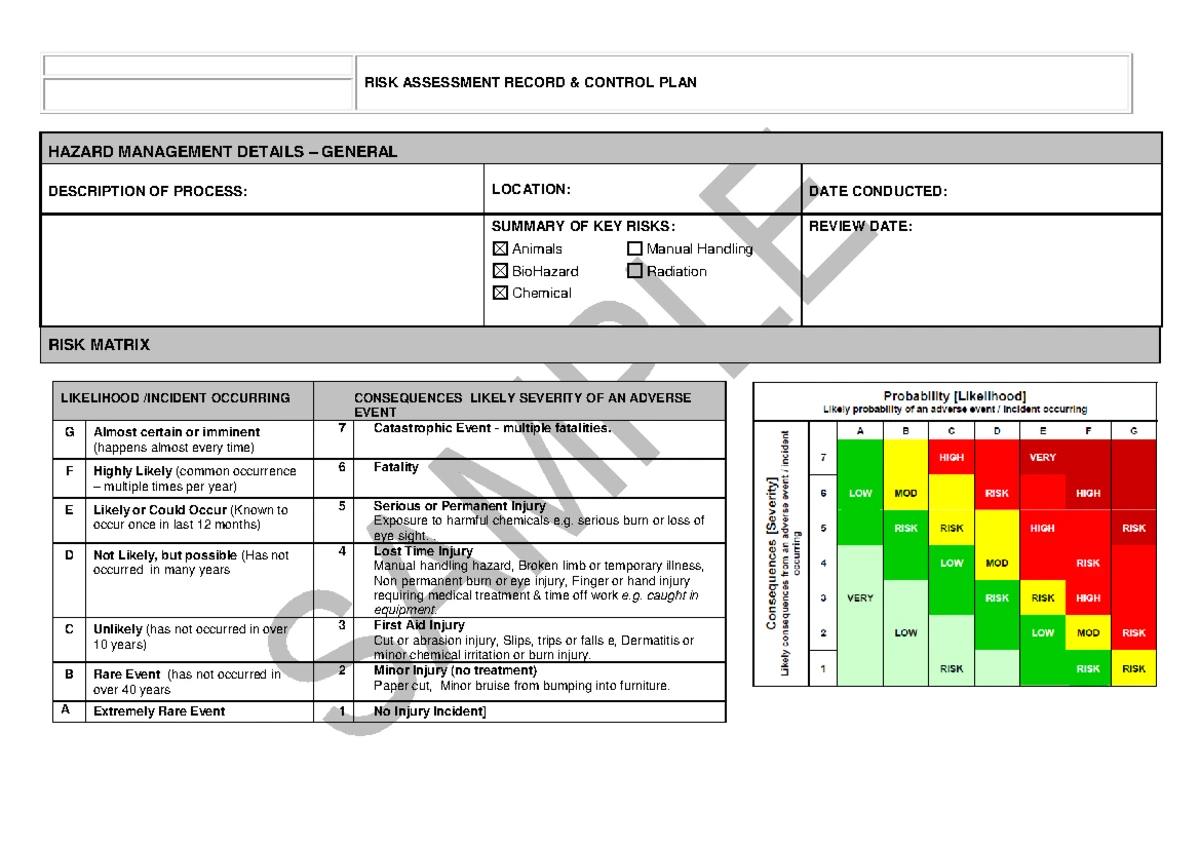 Chemical - liquid nitrogen - RISK ASSESSMENT AND CONTROL FORM ...