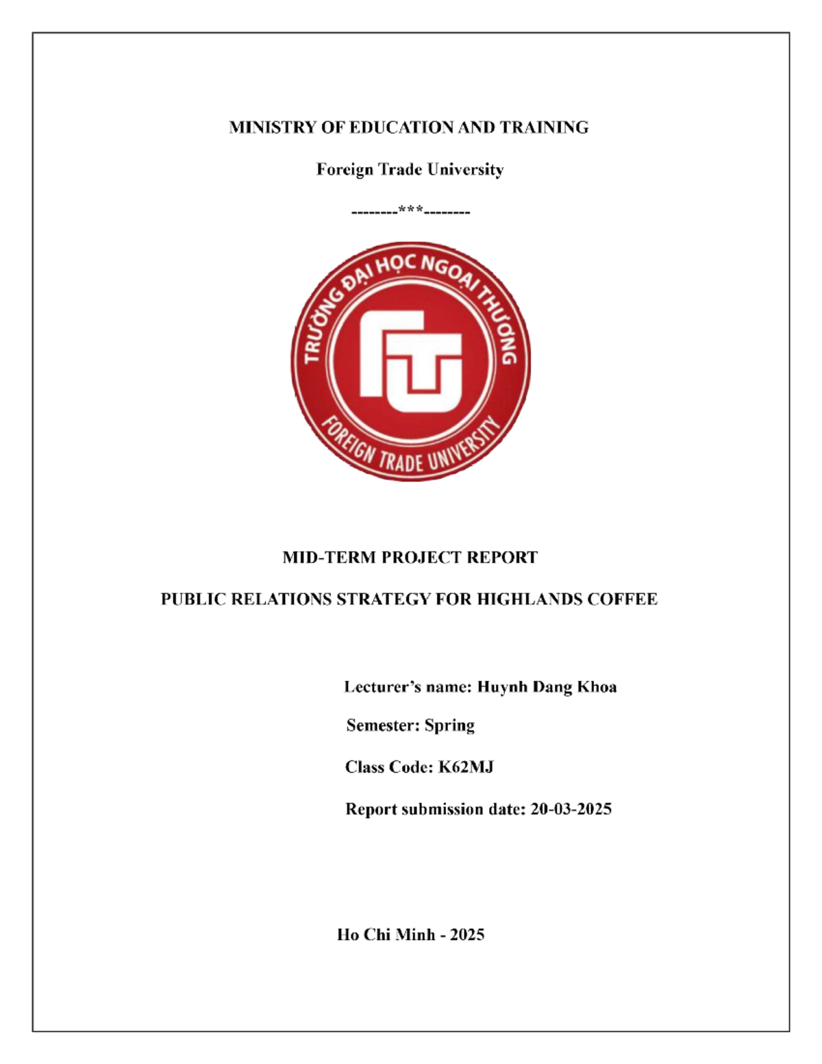 SPR Midterm Project Report: Group 4 Analysis of Highlands Coffee - Studocu