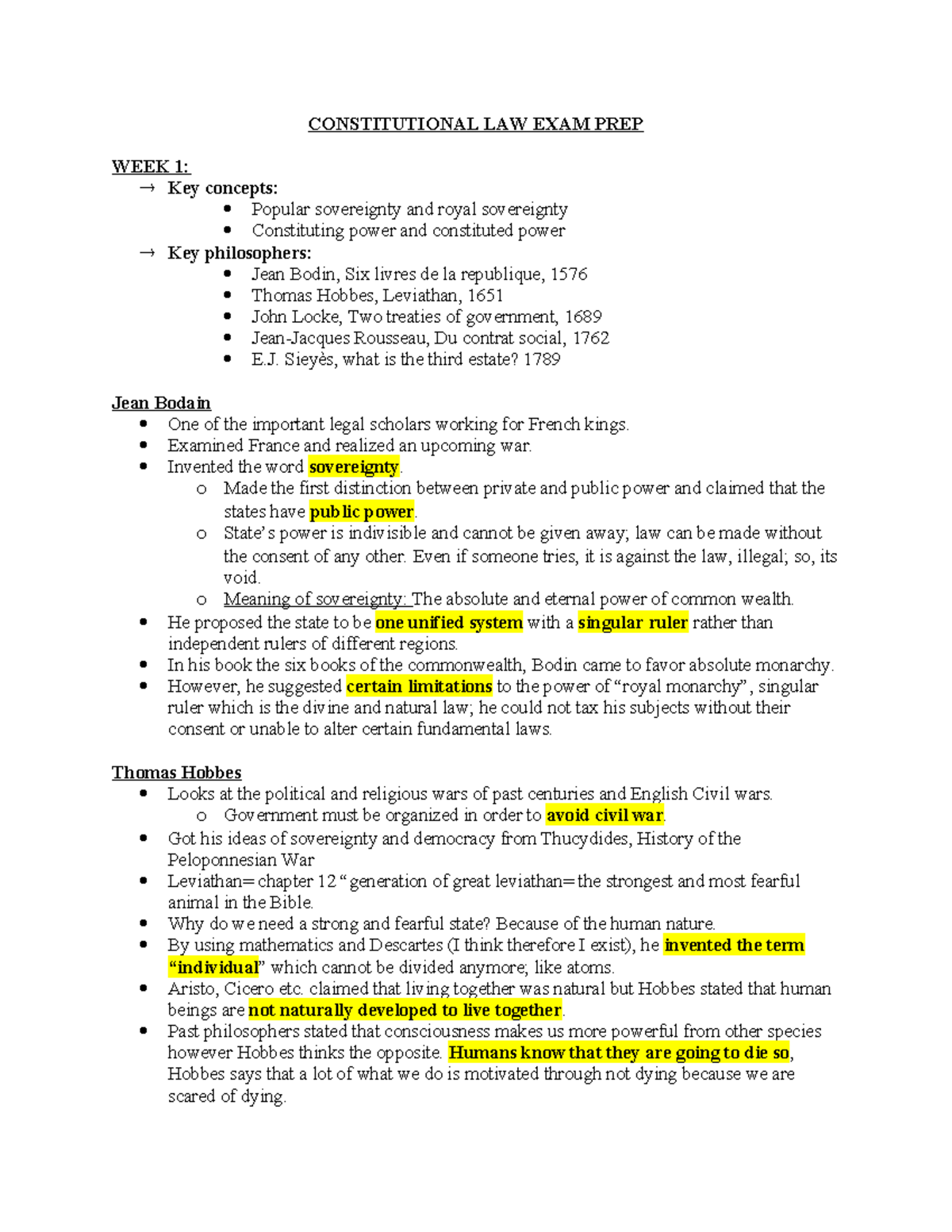 Constitutional Law Exam Prep: Week 1 Overview and Key Concepts ...