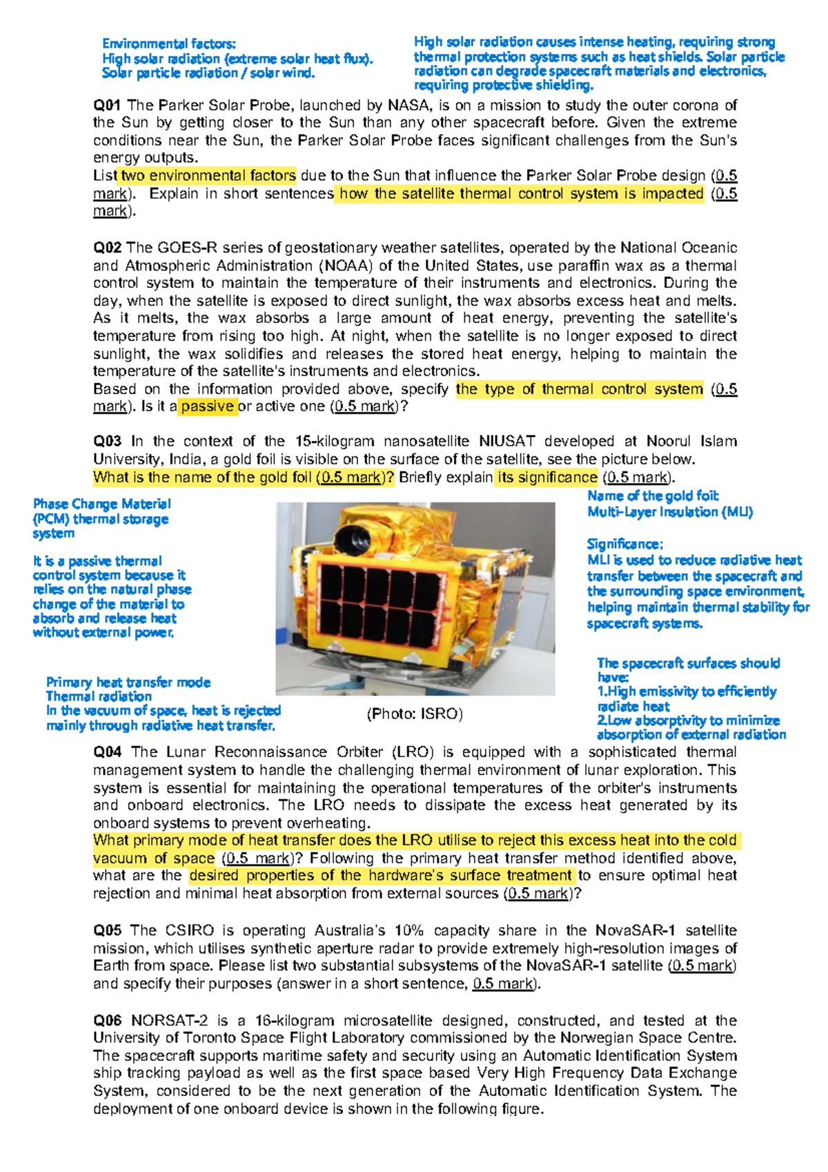 AERO9610 Mid-Term Test Paper: Environmental Factors in Spacecraft ...