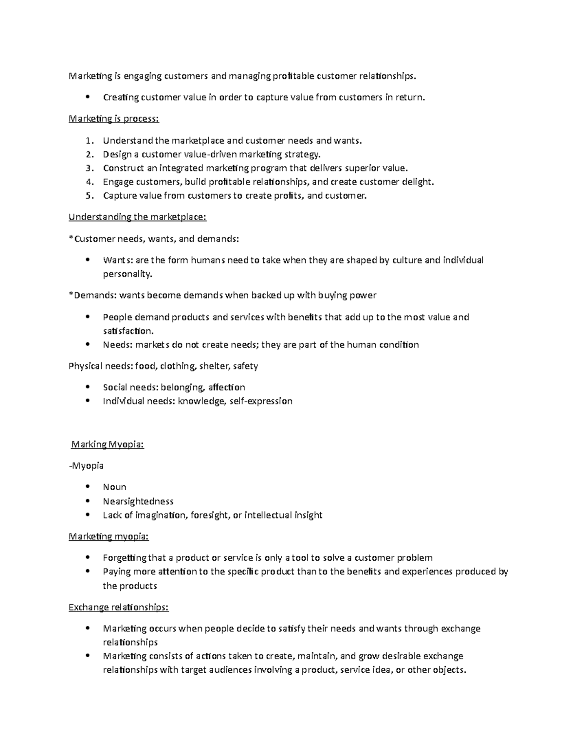 Principles of Marketing (MKT101) Study Notes and Key Concepts - Studocu