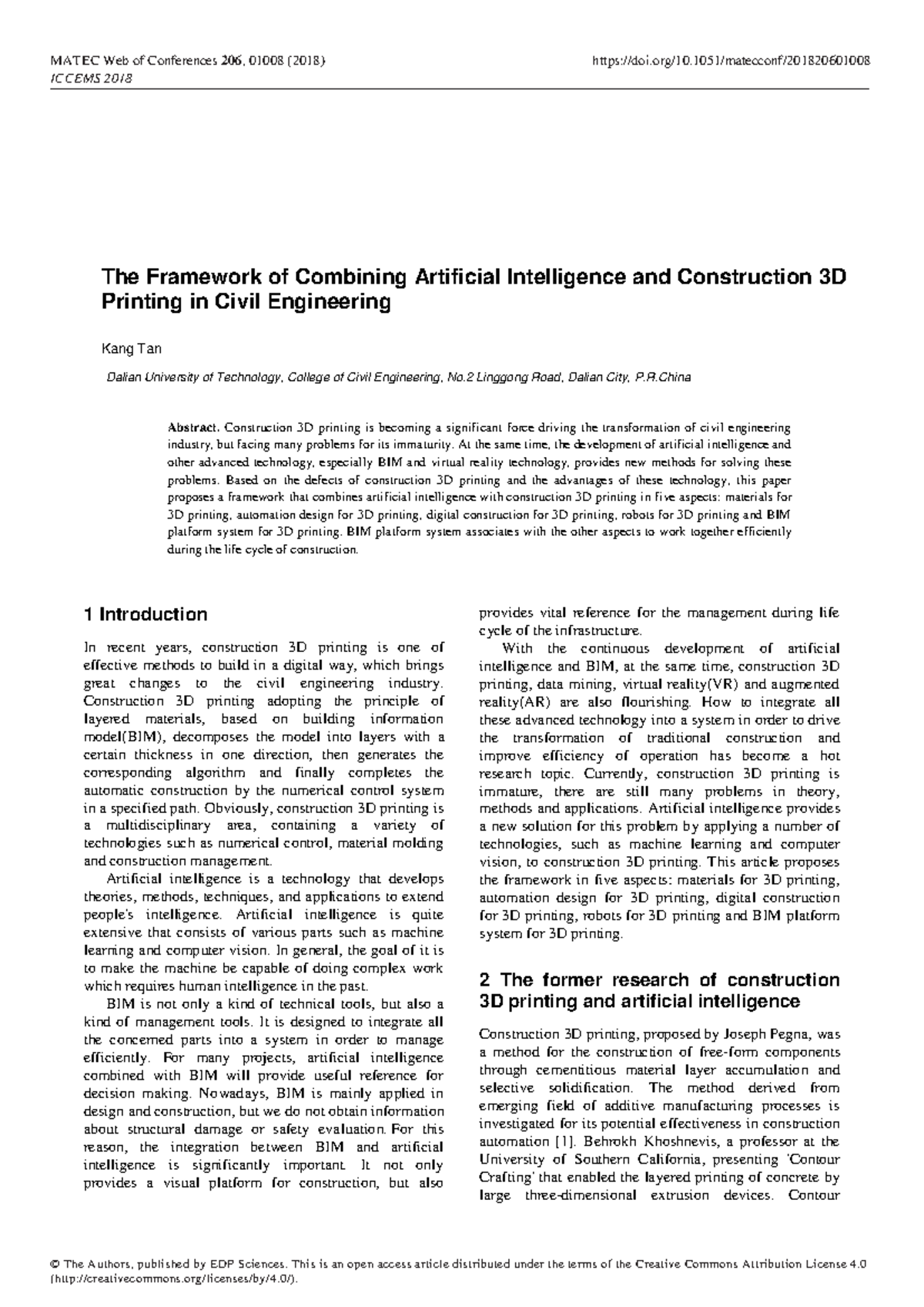 Framework for Integrating AI with 3D Construction Printing - Studocu