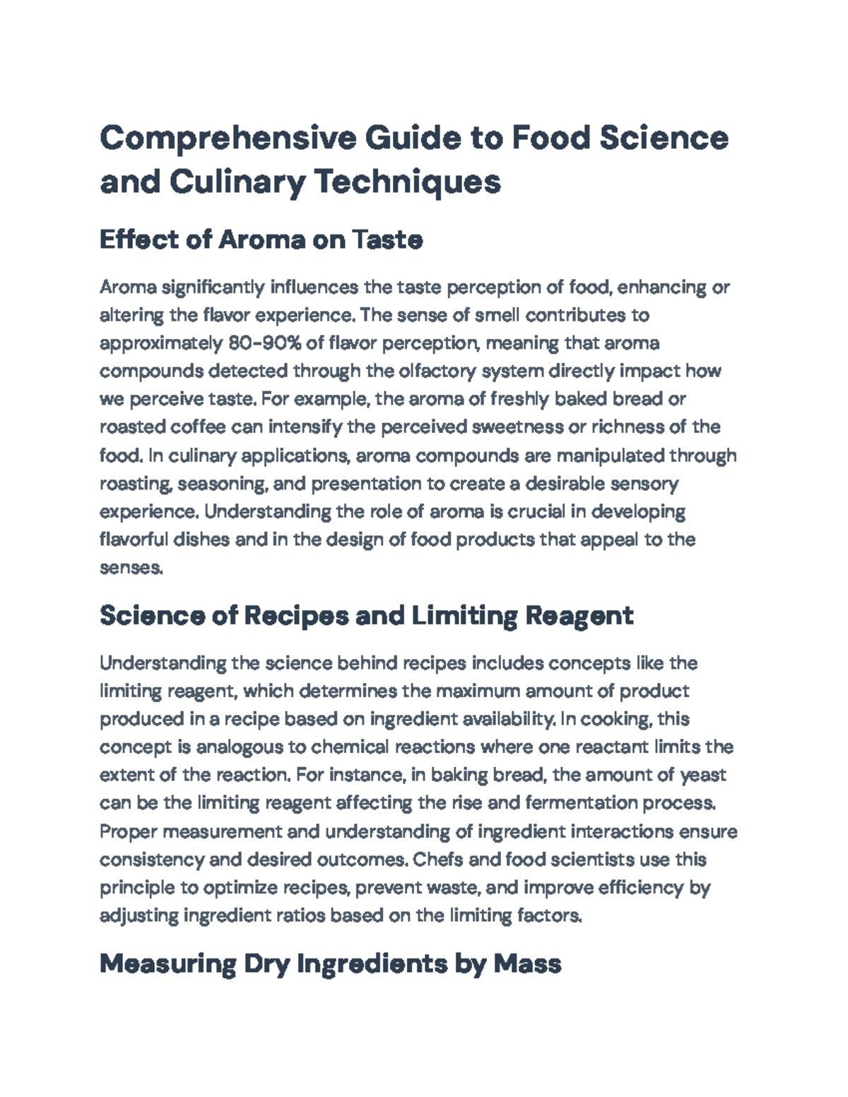Comprehensive Guide to Food Science and Culinary Techniques (FS101 ...