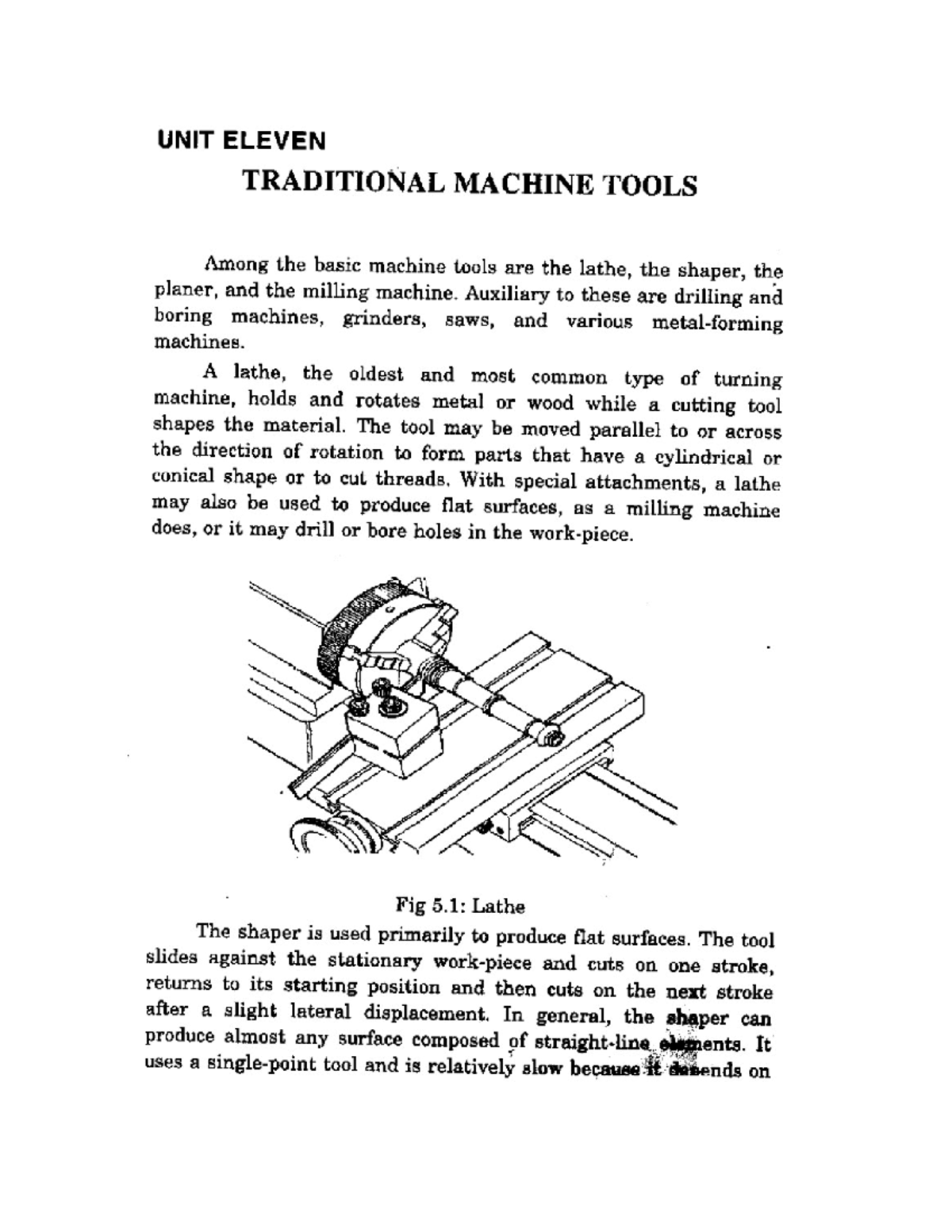 Chapter 11: Traditional Machine Tools Overview - Studocu