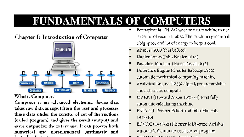 Basic- Computer - test - FUNDAMENTALS OF COMPUTERS o o • • • - Studocu