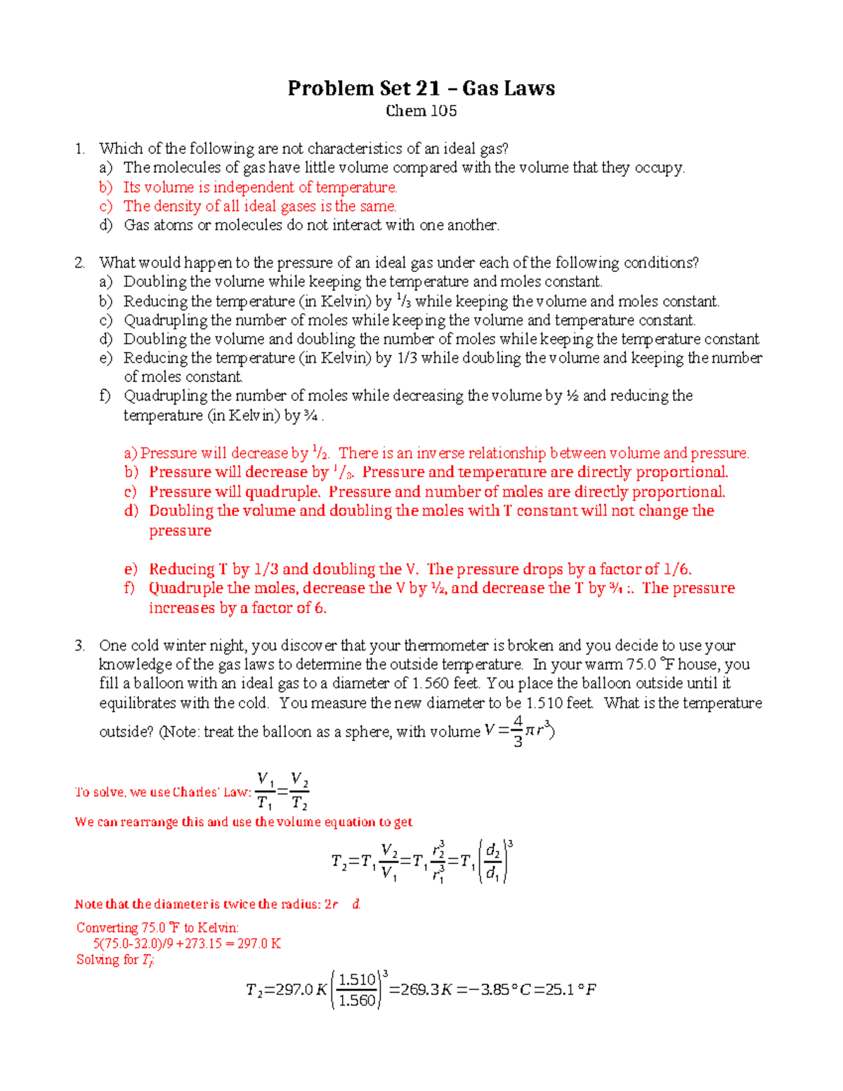 PS 21 2022 key - practice homework 21 - Problem Set 21 – Gas Laws Chem ...