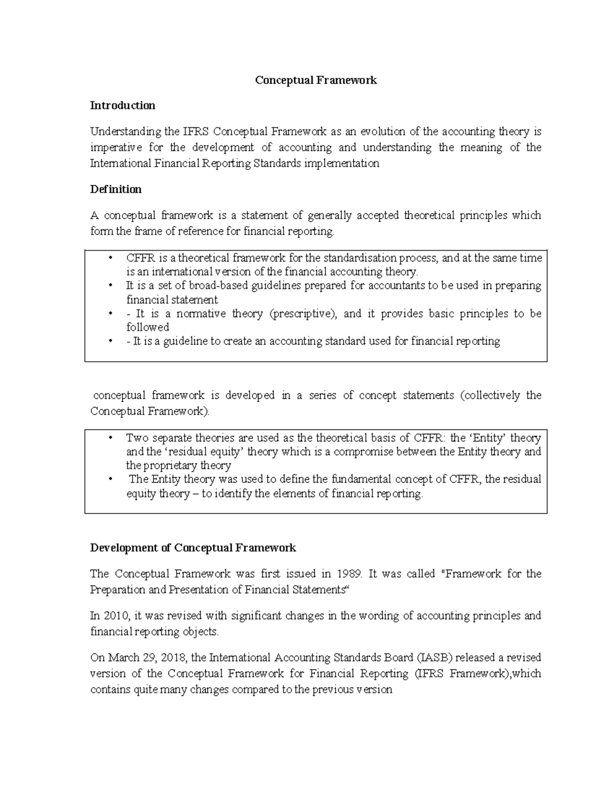 CFFR 2018: Understanding the IFRS Conceptual Framework - Studocu