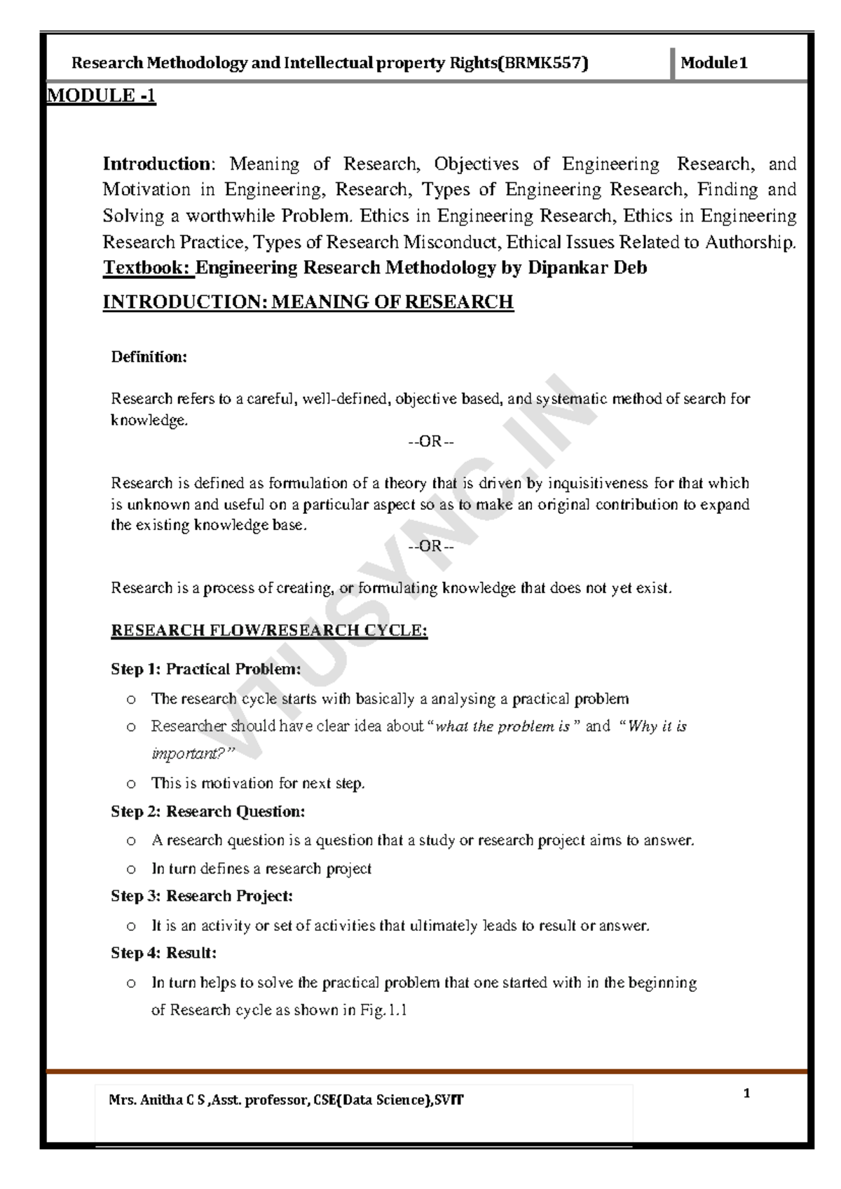 Research Methodology & Intellectual Property Rights (BRMK557) - Module ...