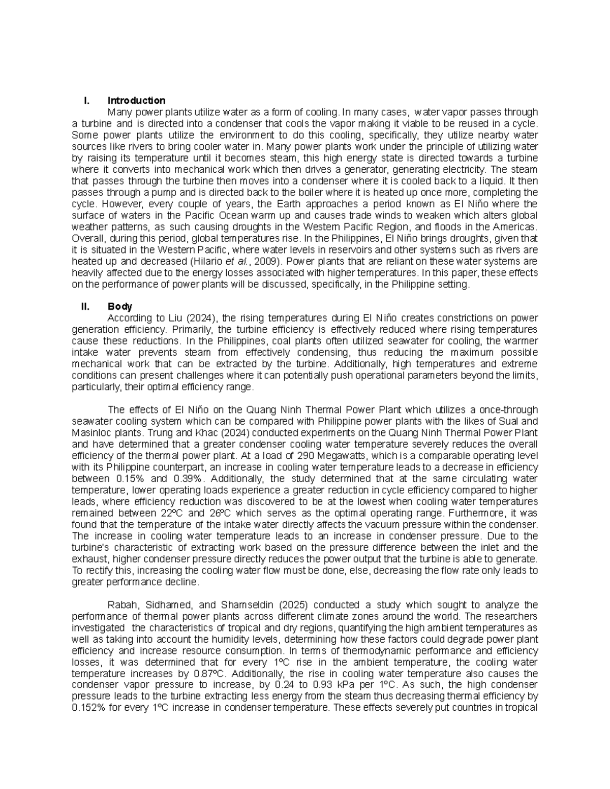 Effects of El Niño on Power Plant Efficiency in the Philippines ...