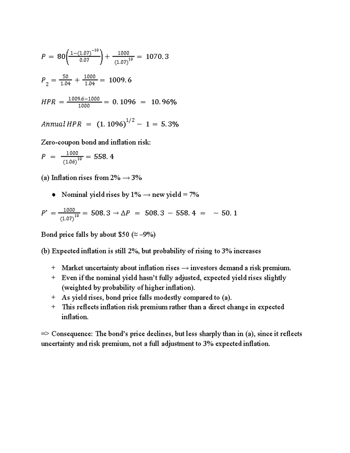 Homework: Bond and Inflation Risk Analysis (Course Code: P 80) - Studocu