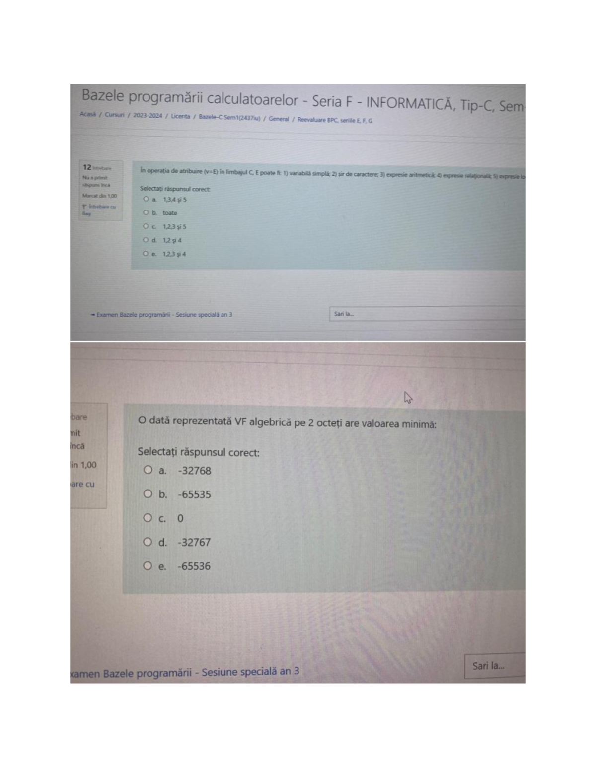 Grile restanta 2024 bpc - Bazele programárii calculatoarelor Seria F ...