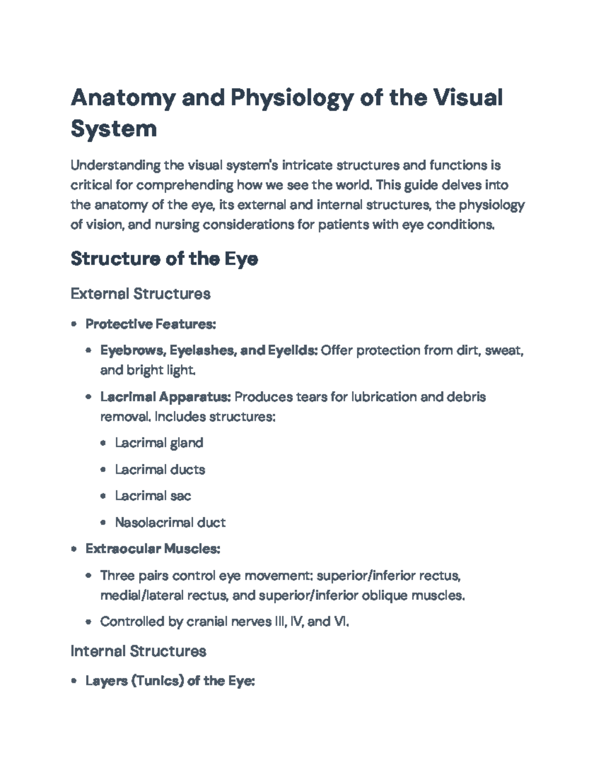 Anatomy and Physiology of the Visual System: A Nursing Overview ...
