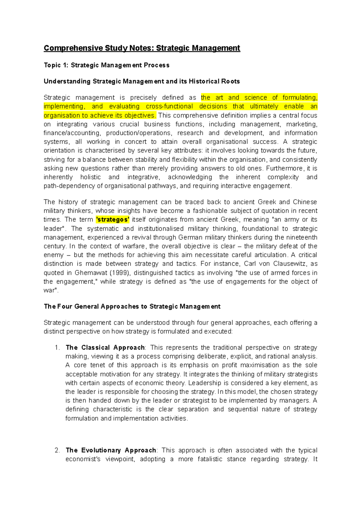 Principles of Strategy Study Notes (MGT 301): Topics 1-5 Overview - Studocu