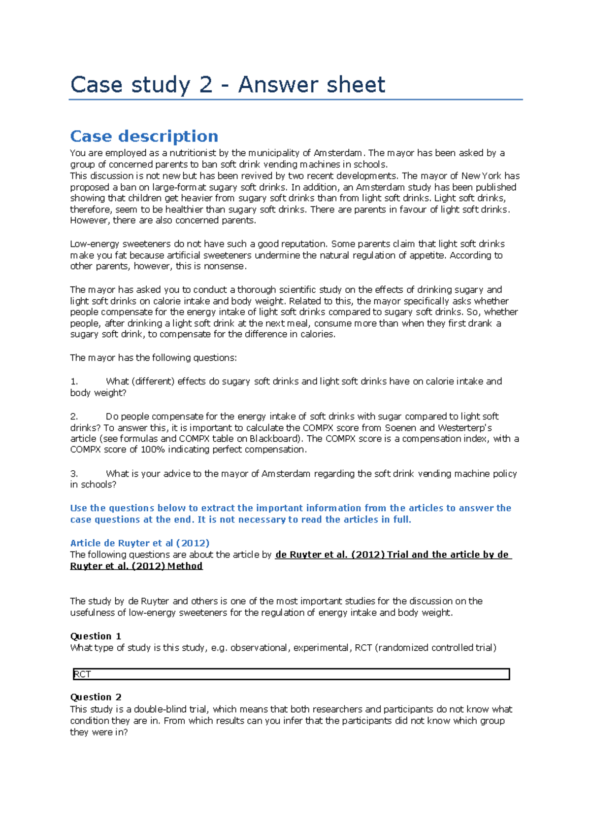 Case Study 2: Assessing Soft Drink Consumption Impact on Weight ...