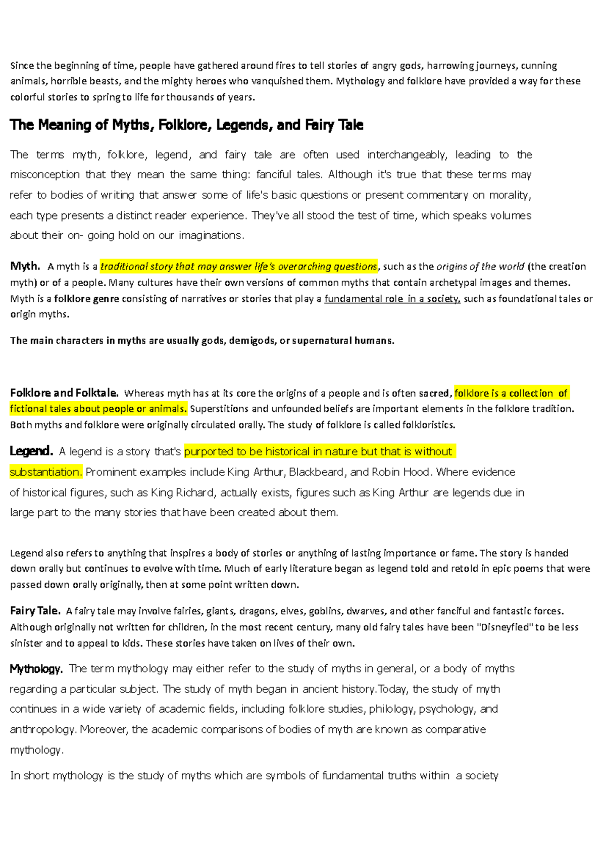 Module-MYTH - Understanding Myths, Folklore, and Cultural Significance ...