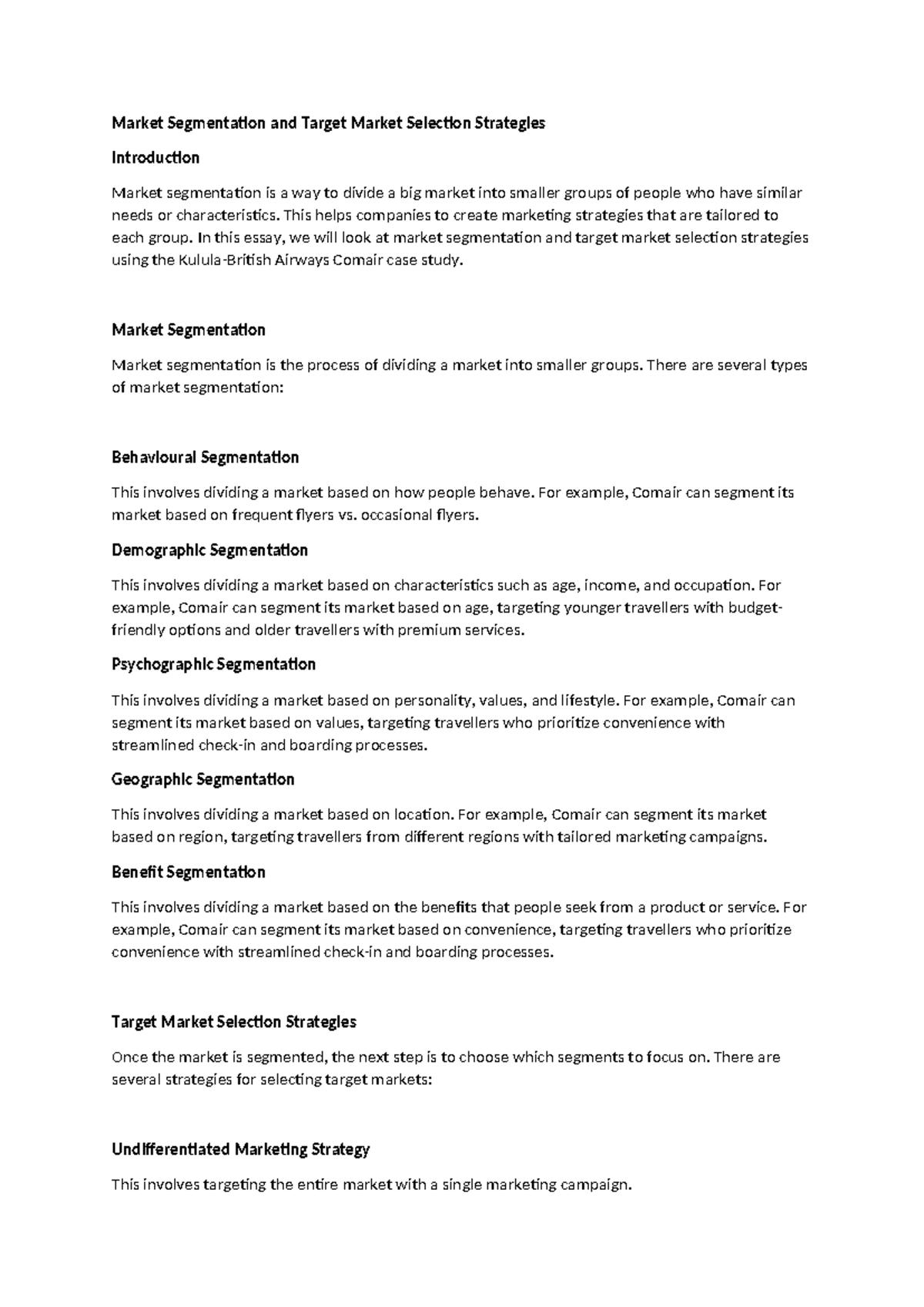 Market Segmentation and Target Market Selection Strategies - Market ...