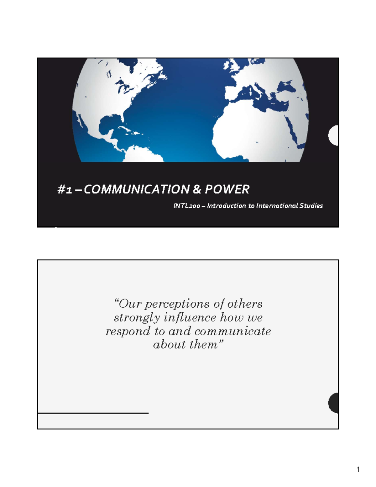Communication and Power in International Relations - INTL200 Lecture ...