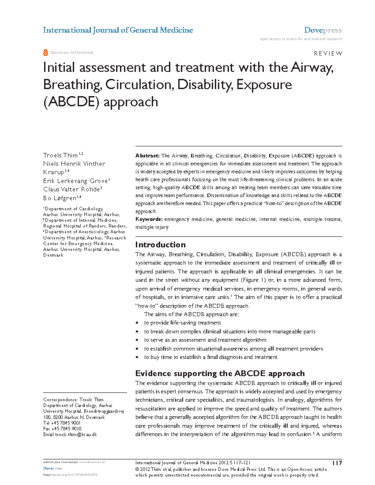 Inlämning 12: ABCDE Approach for Emergency Patient Assessment - Studocu