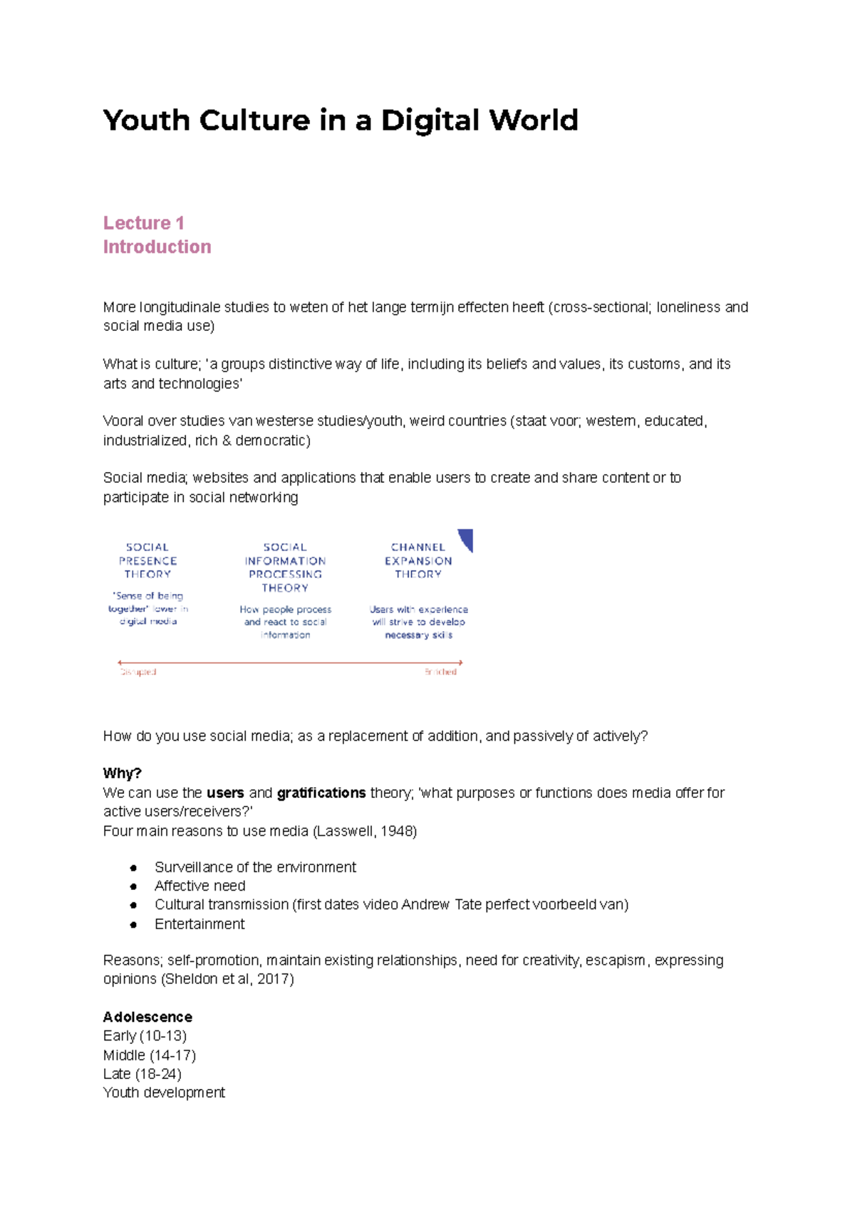 Youth Culture in a Digital World: Lecture Series Overview - Studeersnel