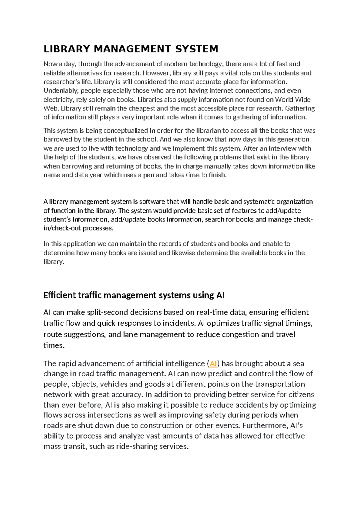 Capstone Project: Library Management System & AI Traffic Solutions ...