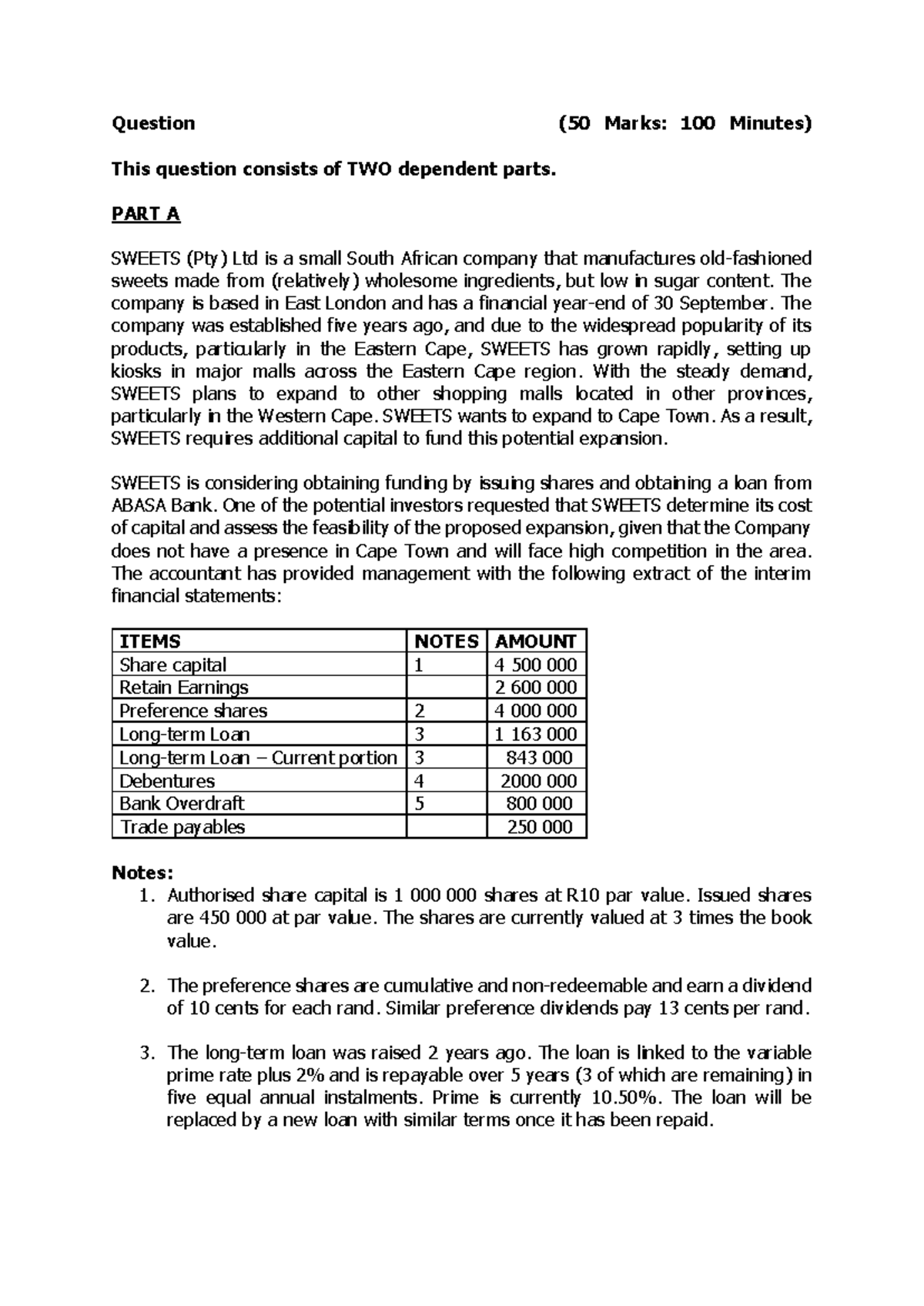 WACC Practice Question for Financial Analysis (50 Marks) - Studocu