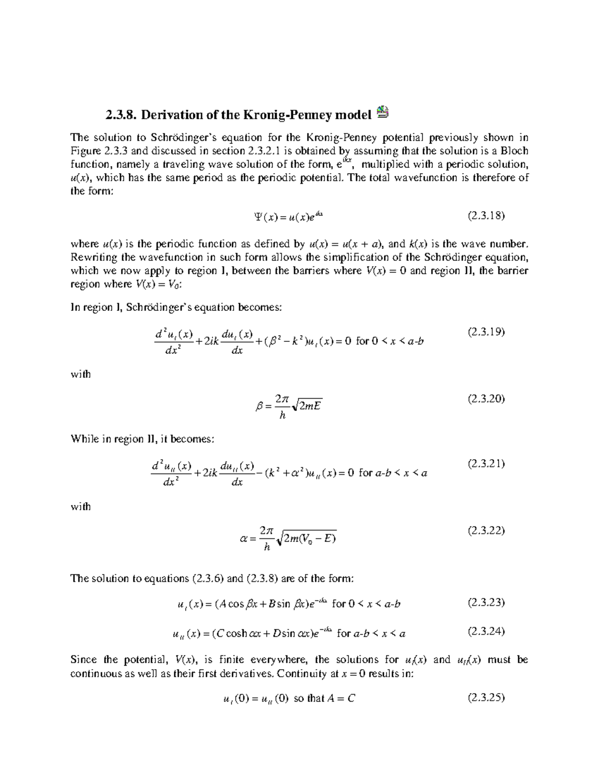 Ch2 3.8 - Derivation of the Bloch Function Model in Solid State - Studocu