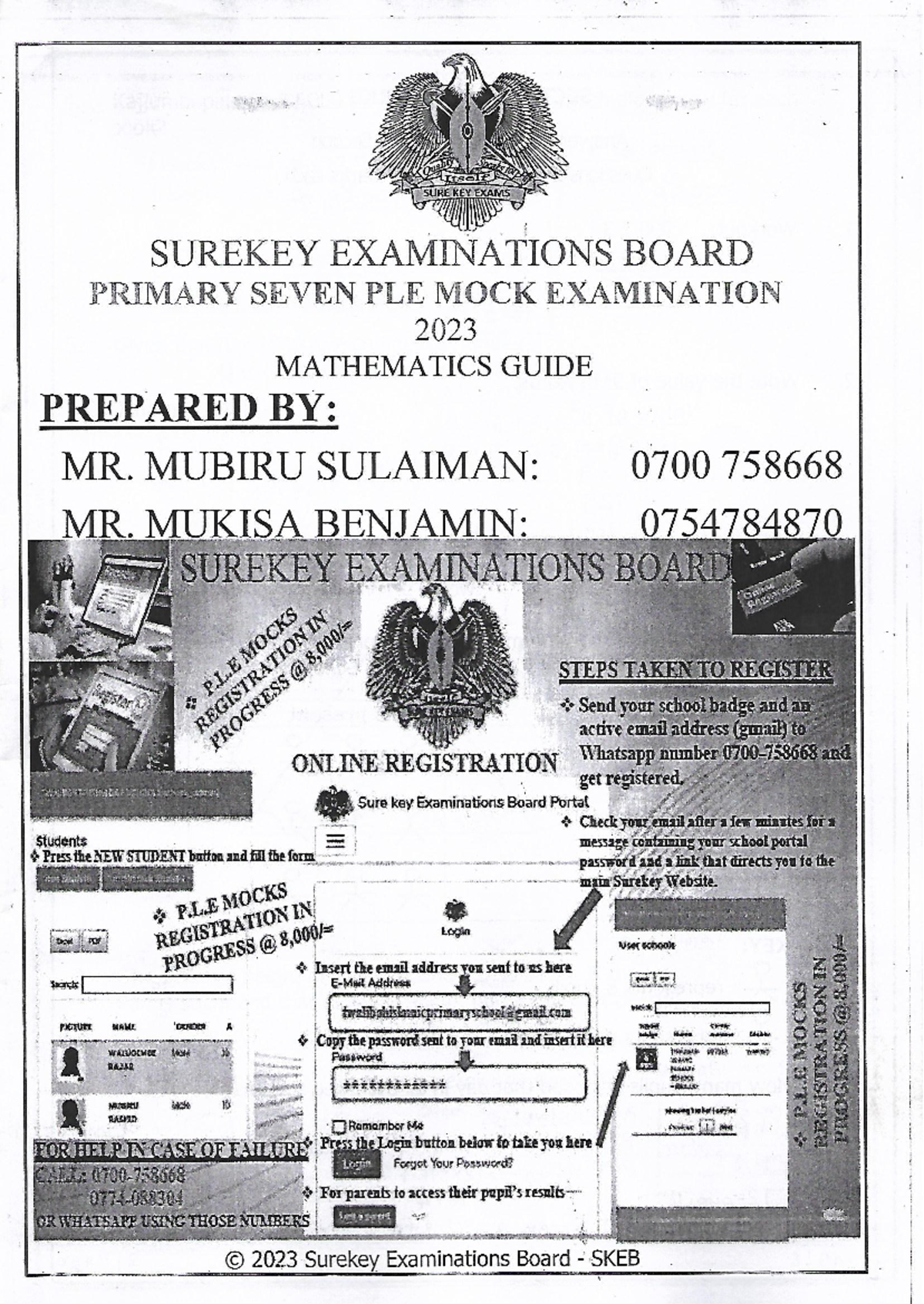 Mathematics PLE Mock Exam 2023 Guide - Sure Key Examinations - Studocu
