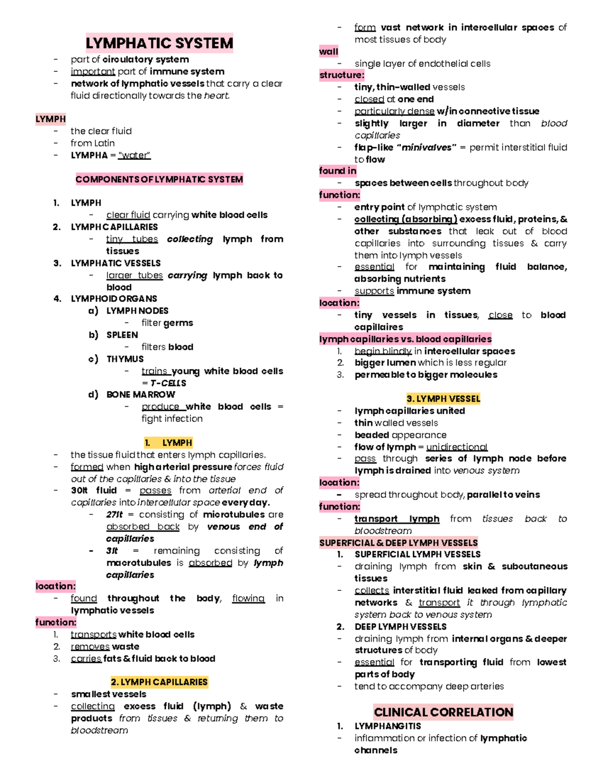 Anaphy PRE Final Exam: Lymphatic & Immune System Overview - Studocu