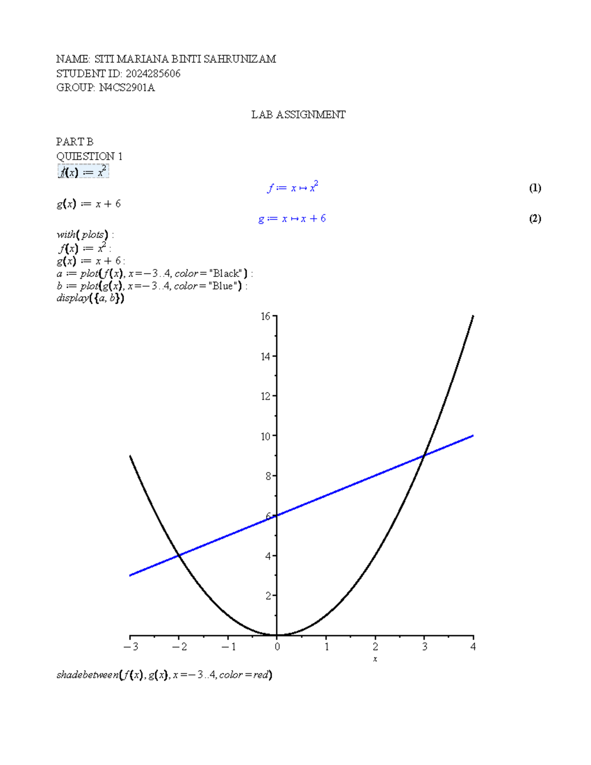 Assignment N4CS2901A: Lab Part B - Function Plotting and Analysis - Studocu
