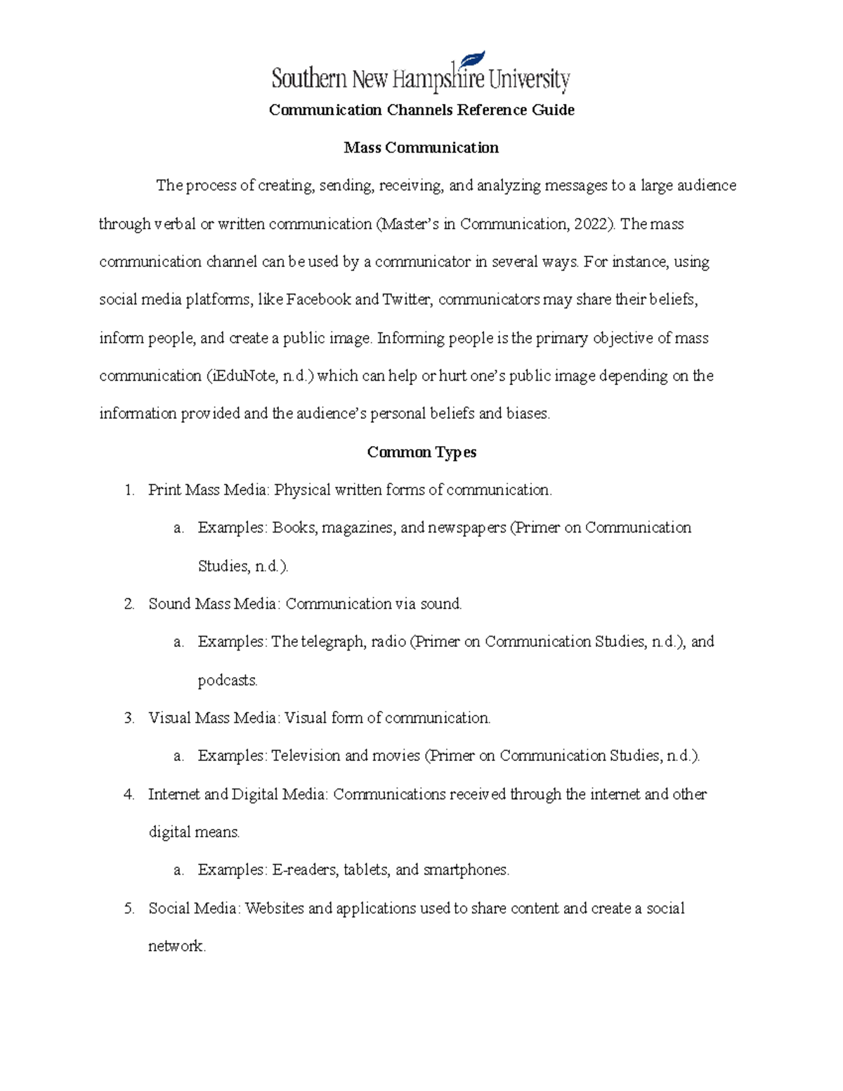 COM 127 Communication Channels Reference Guide - Activity 2-1 - Studocu