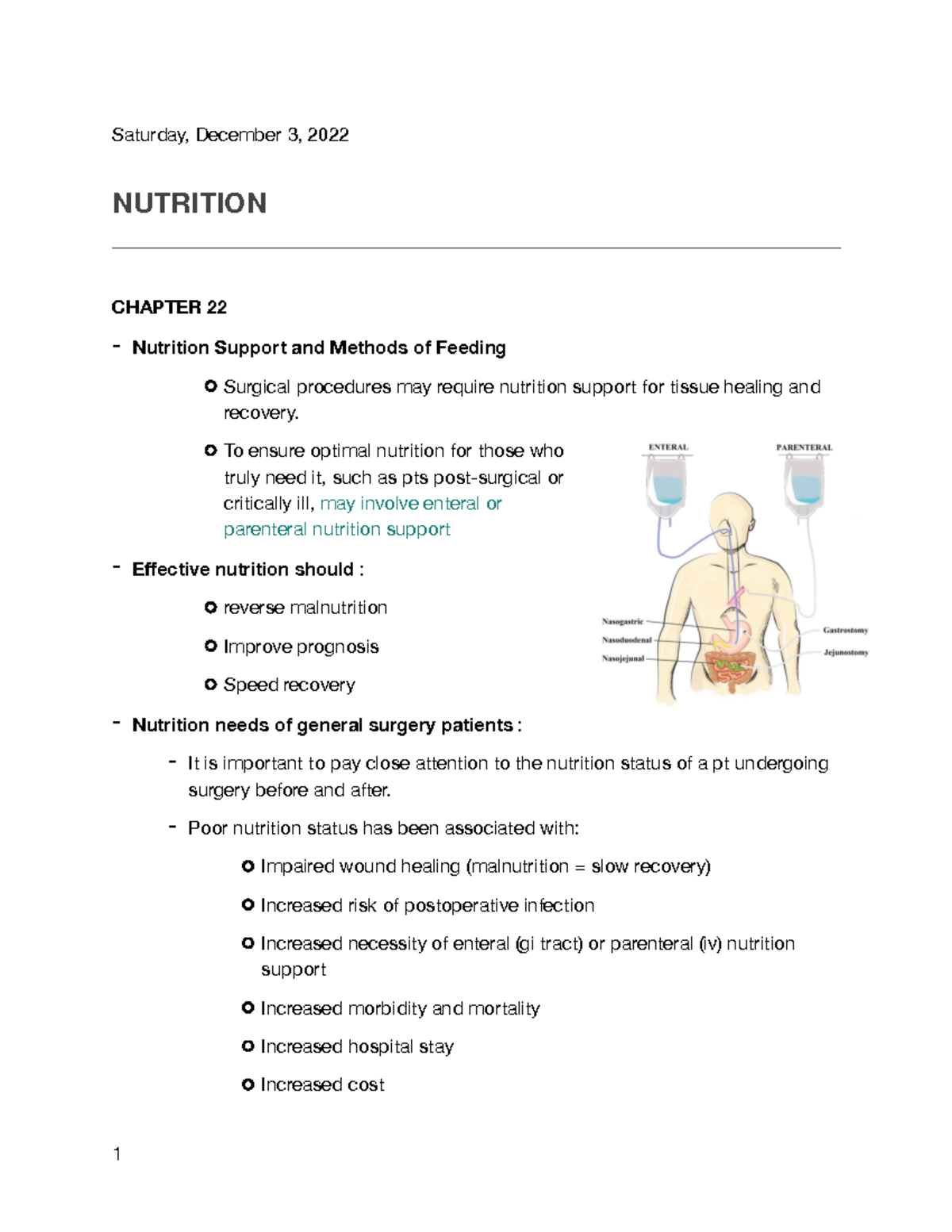 Ch 22 Nutrition Support Methods for Surgical Patients - Studocu