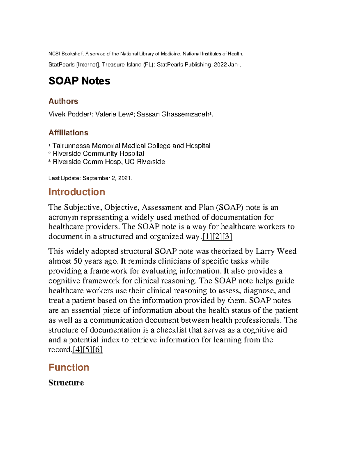 SOAP notes - notas soap - NCBI Bookshelf. A service of the National ...