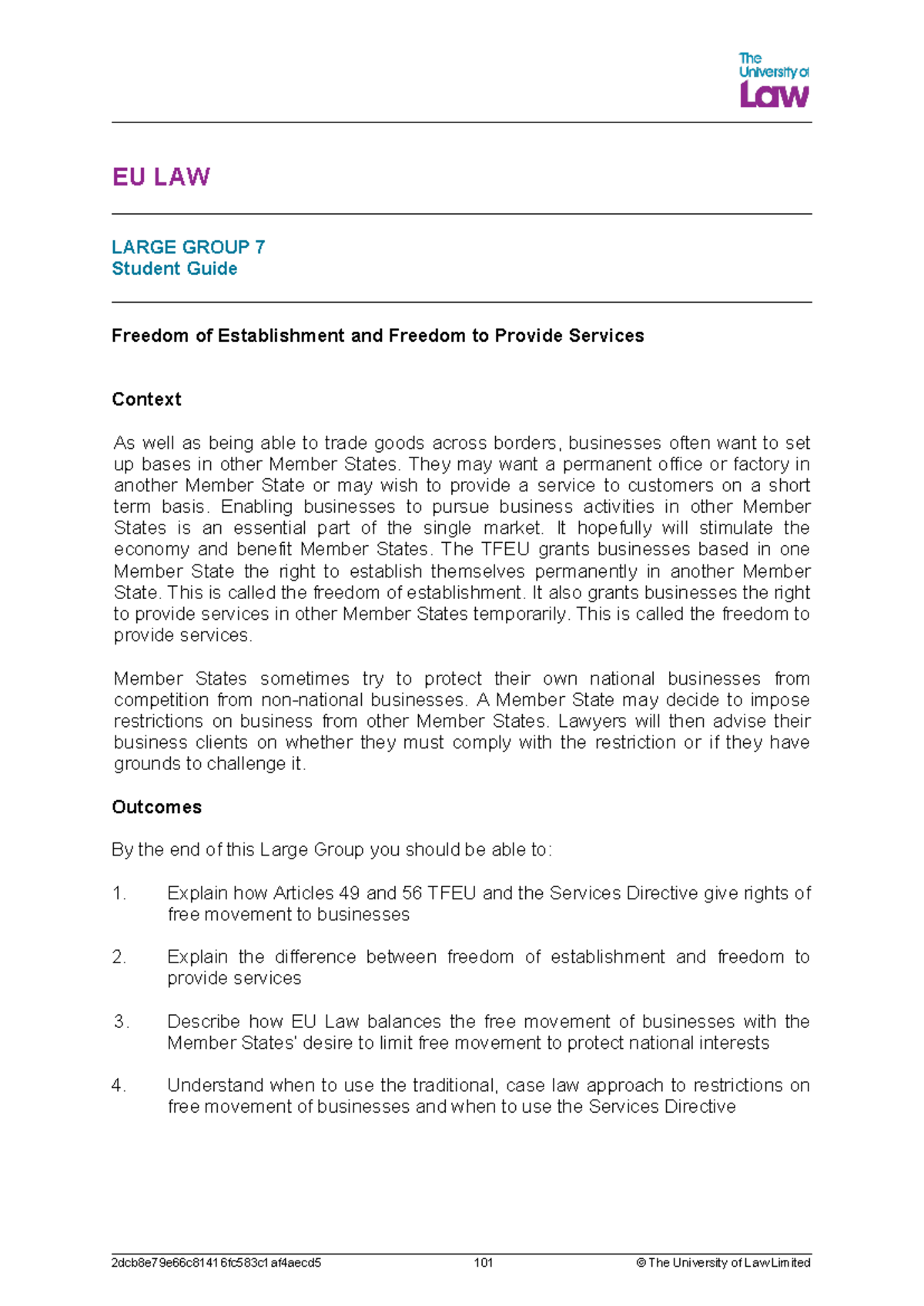 2425 eu lg07 ce01 student guide - EU LAW LARGE GROUP 7 Student Guide ...