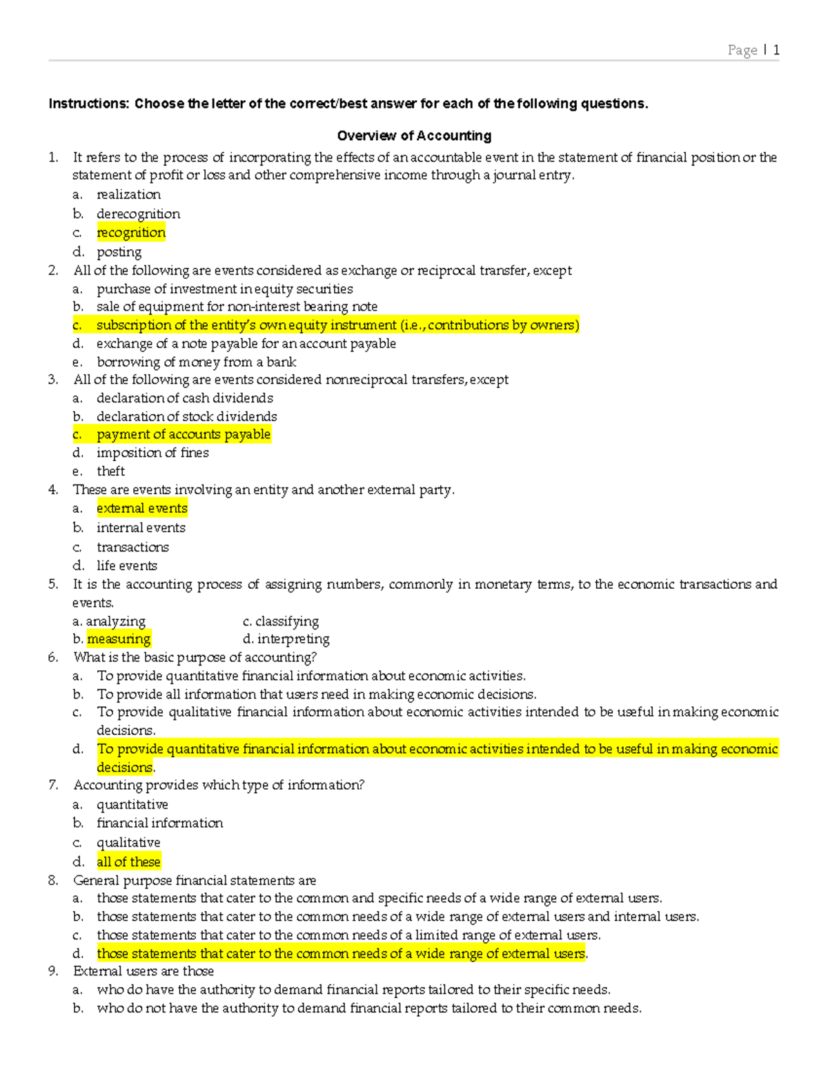 CFAS 1 - Overview of Accounting Concepts and Principles - Studocu