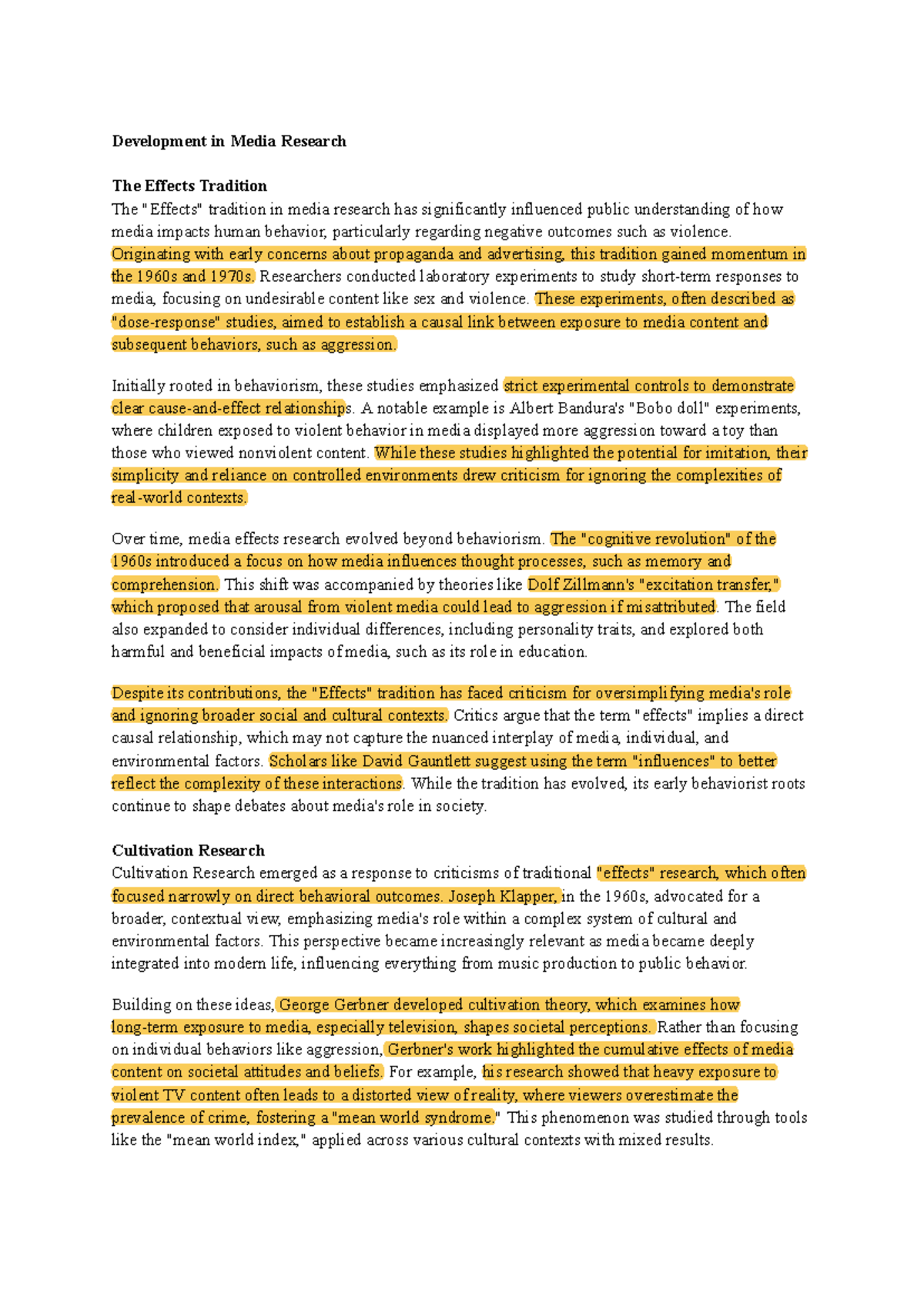 Media Research Evolution: Understanding Effects and Methods - Studocu