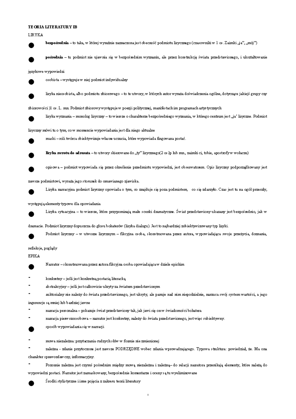 Teoria literatury IB - Słownik terminów do Paper 1 - Document Preview