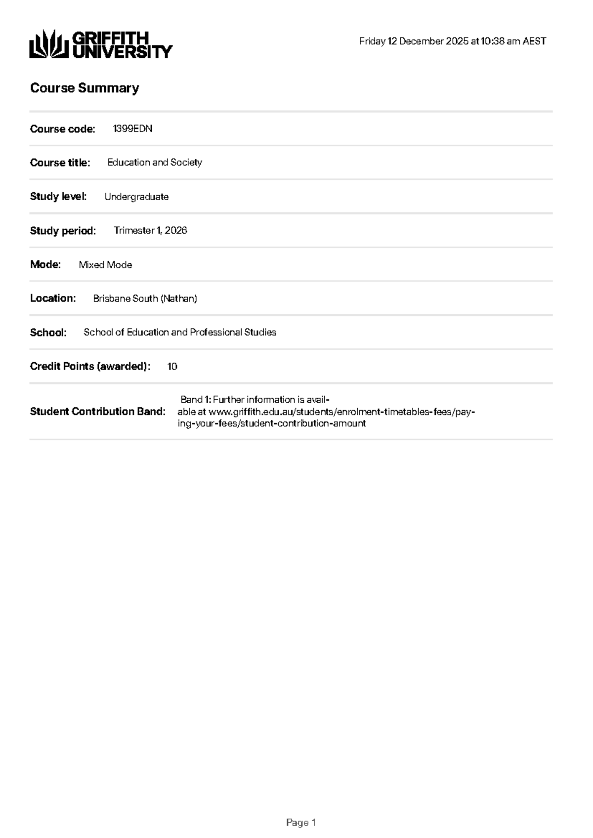 Course Summary: Education and Society (1399EDN) - Trimester 1, 2026 ...