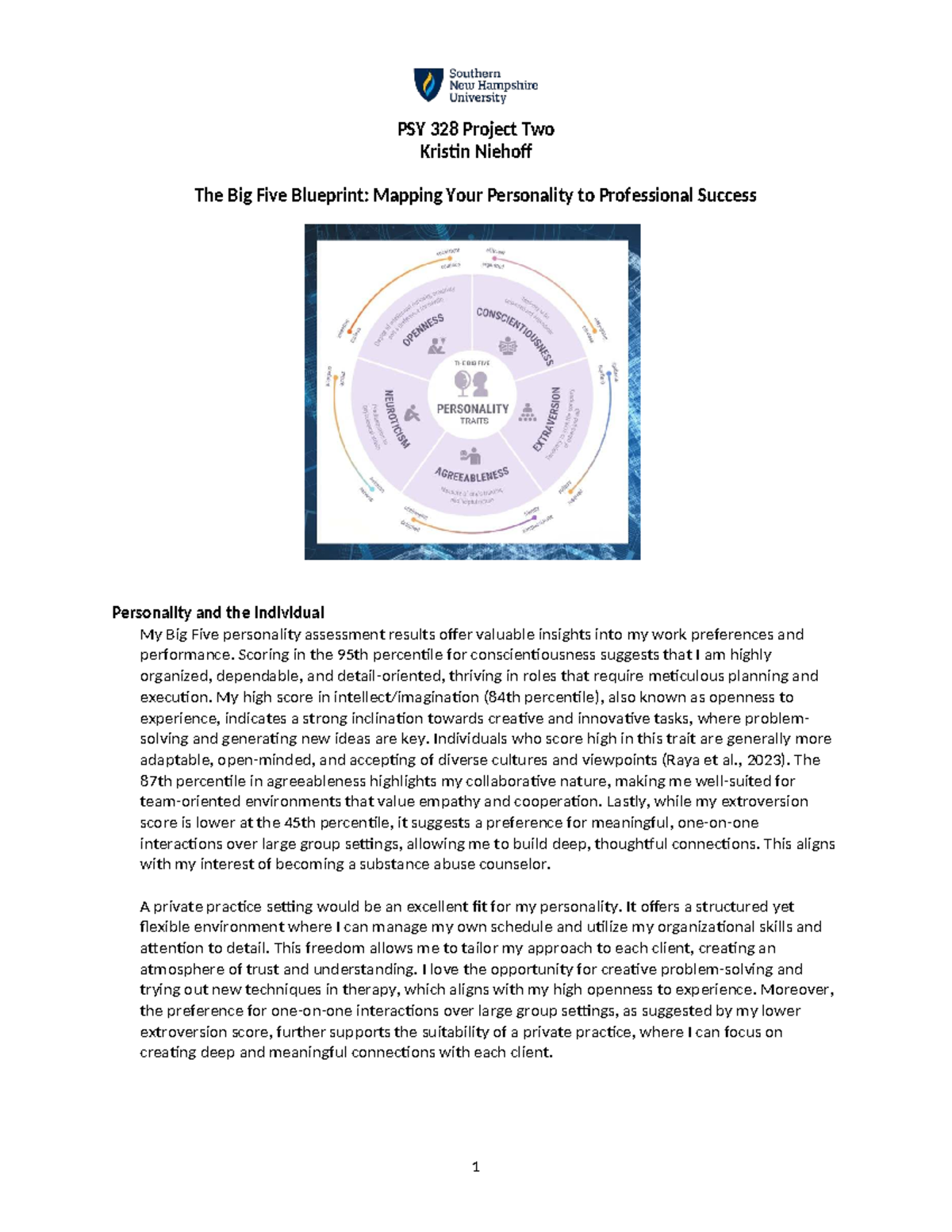 PSY 328 Project Two: The Big Five Personality Traits and Career Fit ...