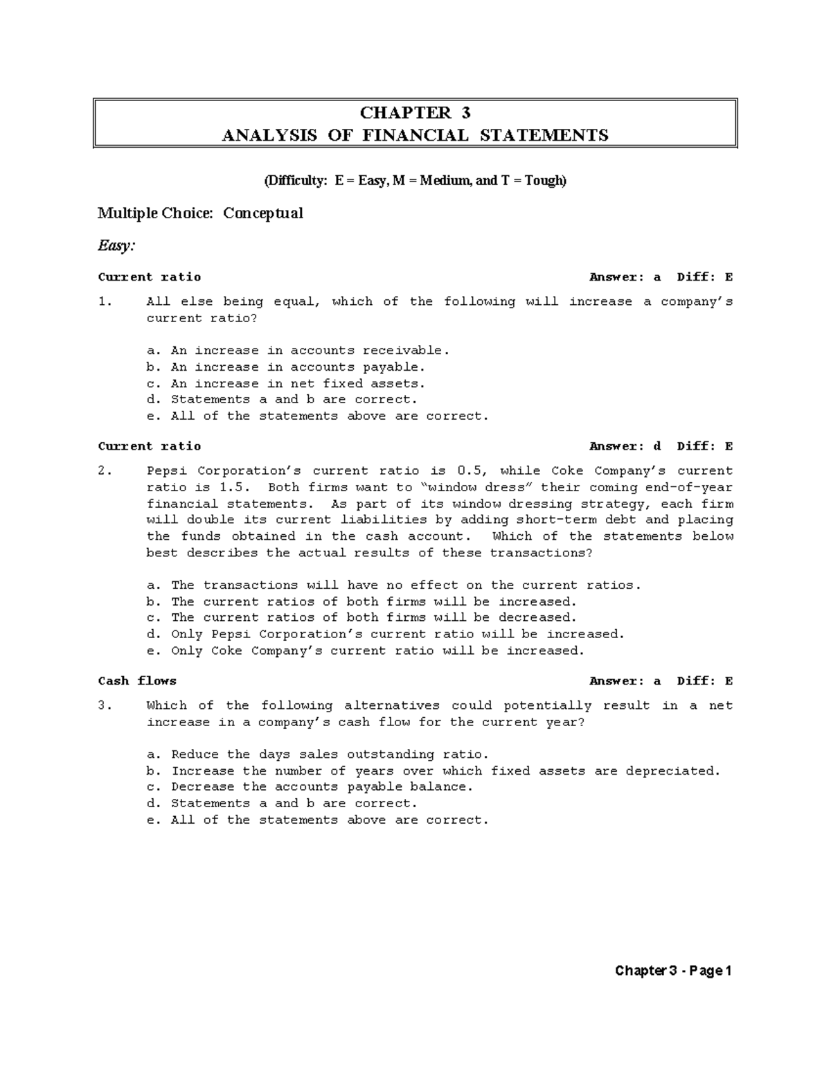 TB Chapter 03: Analysis of Financial Statements and Ratios - Studocu
