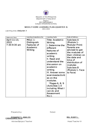 Matatag DLL WEEK 6 Science G4 - MATATAG K to 12 Curriculum Daily Lesson ...