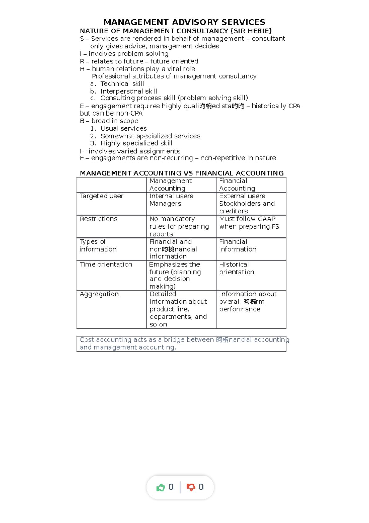 Management Advisory Services Notes - MAS 2022 Reviewer - Studocu
